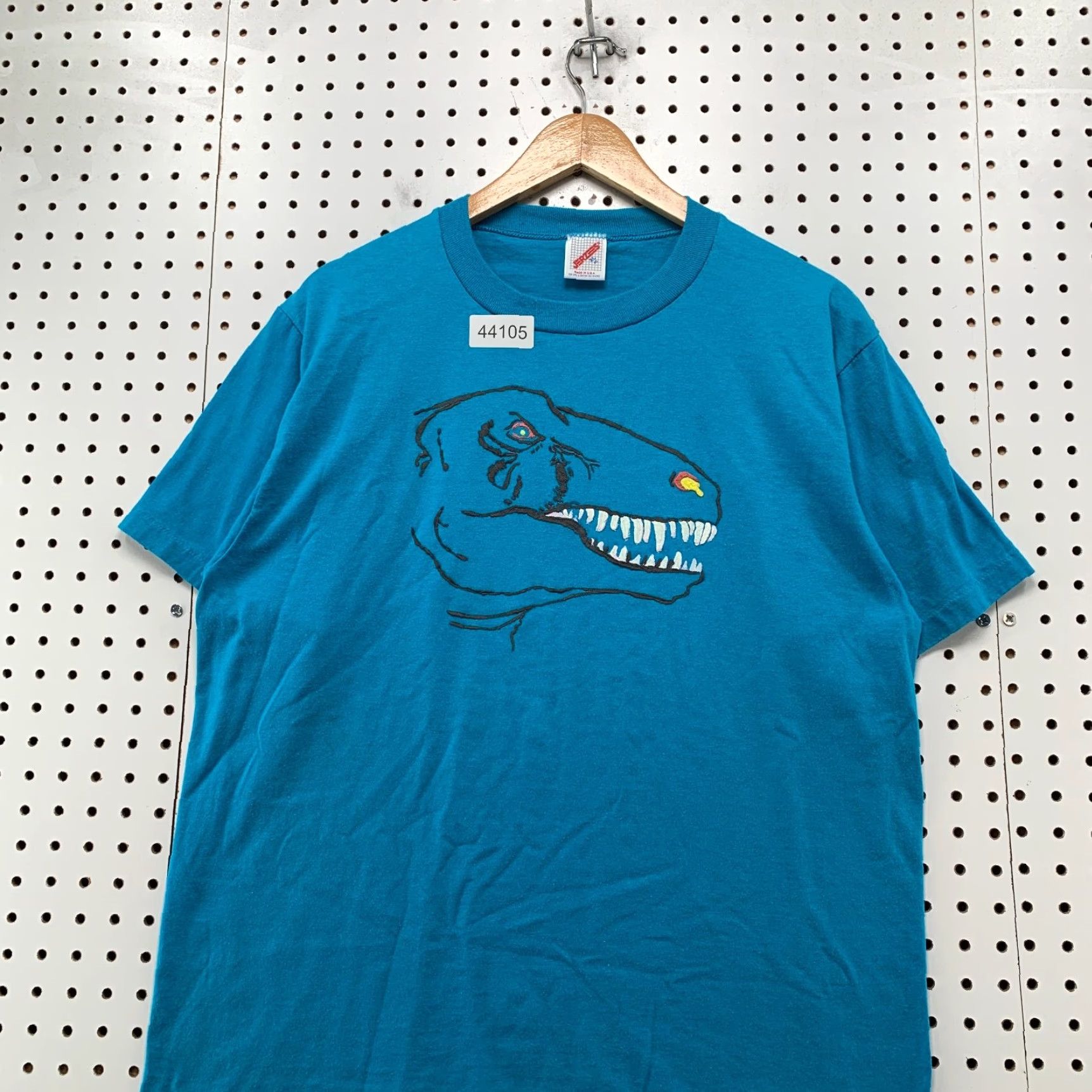 Jerzees VINTAGE 90s Dinosaur Contemporary Museum Art Shirt Men XL Blue Mens Size US XL / EU 56 / 4 - 3 Thumbnail