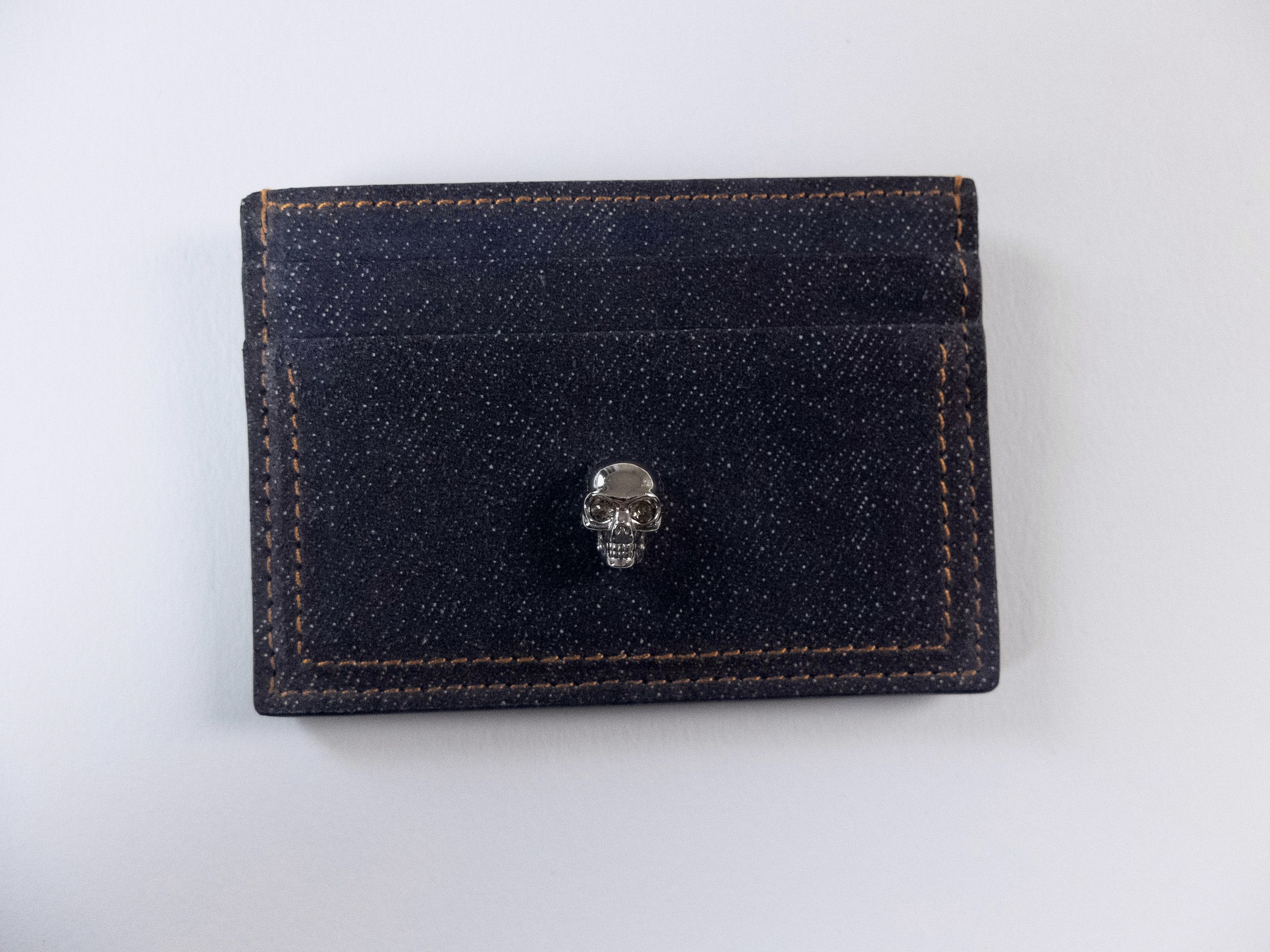 Alexander McQueen ALEXANDER MCQUEEN blue Skull leather "denim" card holder Size ONE SIZE - 1 Thumbnail