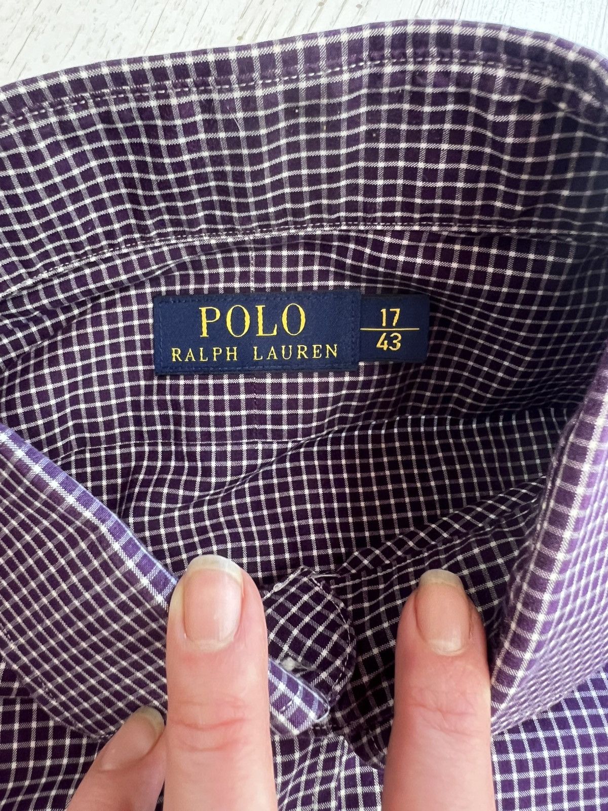 Polo Ralph Lauren Polo Ralph Lauren Purple Check Poplin Shirt 17 43 XL Cotton Size US XL / EU 56 / 4 - 7 Thumbnail