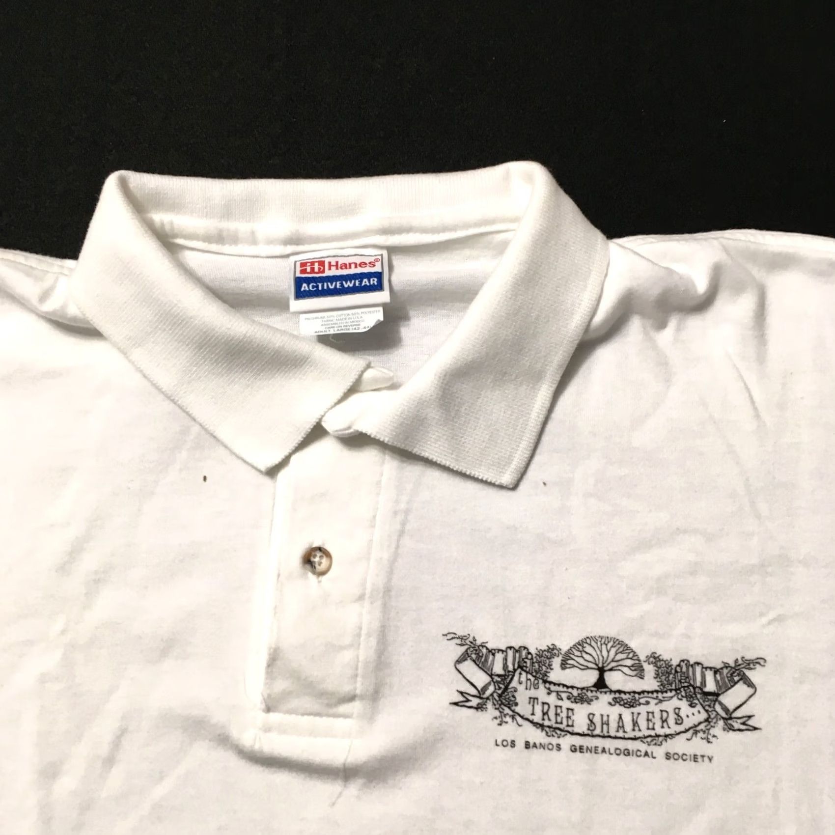 Hanes VINTAGE White Polo Shirt Mens Size L USA 50/50 Size US L / EU 52-54 / 3 - 2 Thumbnail