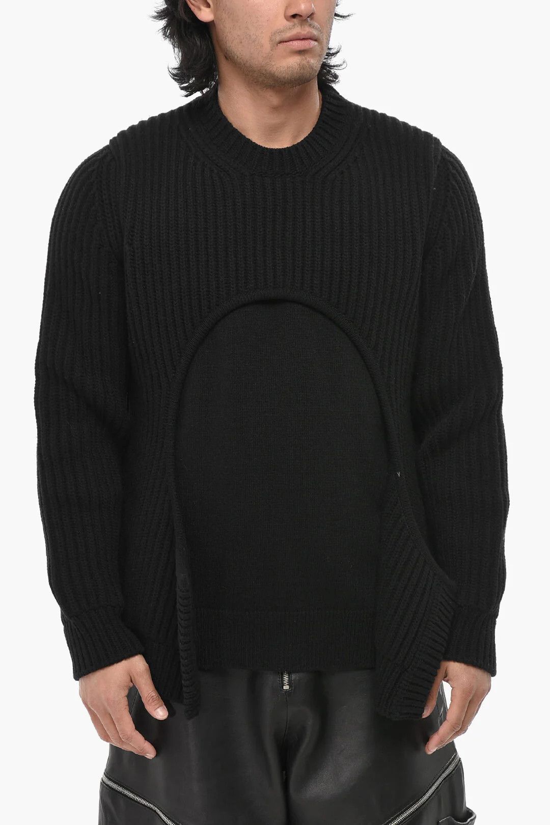 Off-White og1mm0526 Cotton Blend Sweater in Black Size US L / EU 52-54 / 3 - 1 Thumbnail