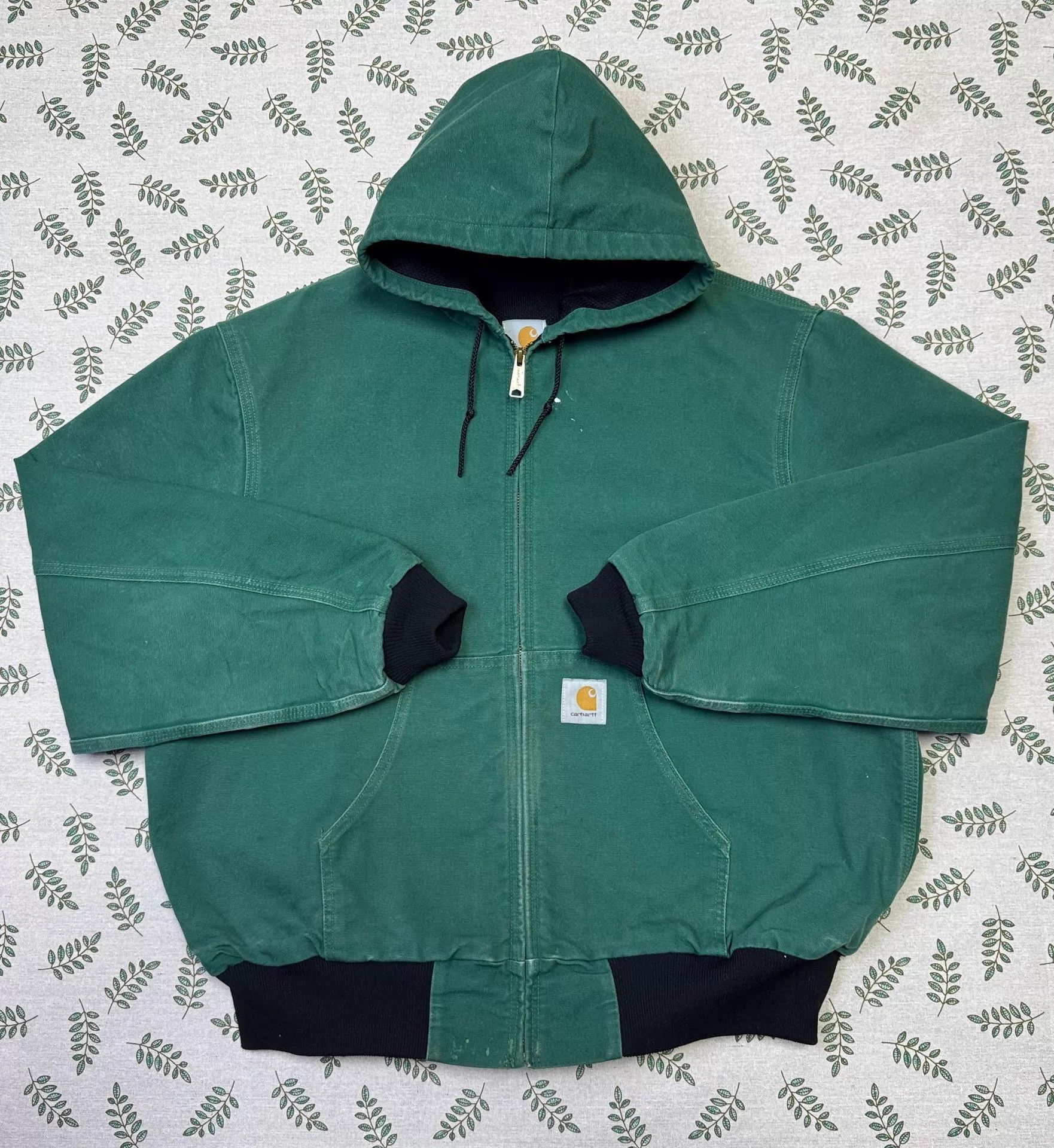 Carhartt Carhartt JR458 Hooded Work Jacket Cactus Green XL Vintage Size US XL / EU 56 / 4 - 1 Thumbnail