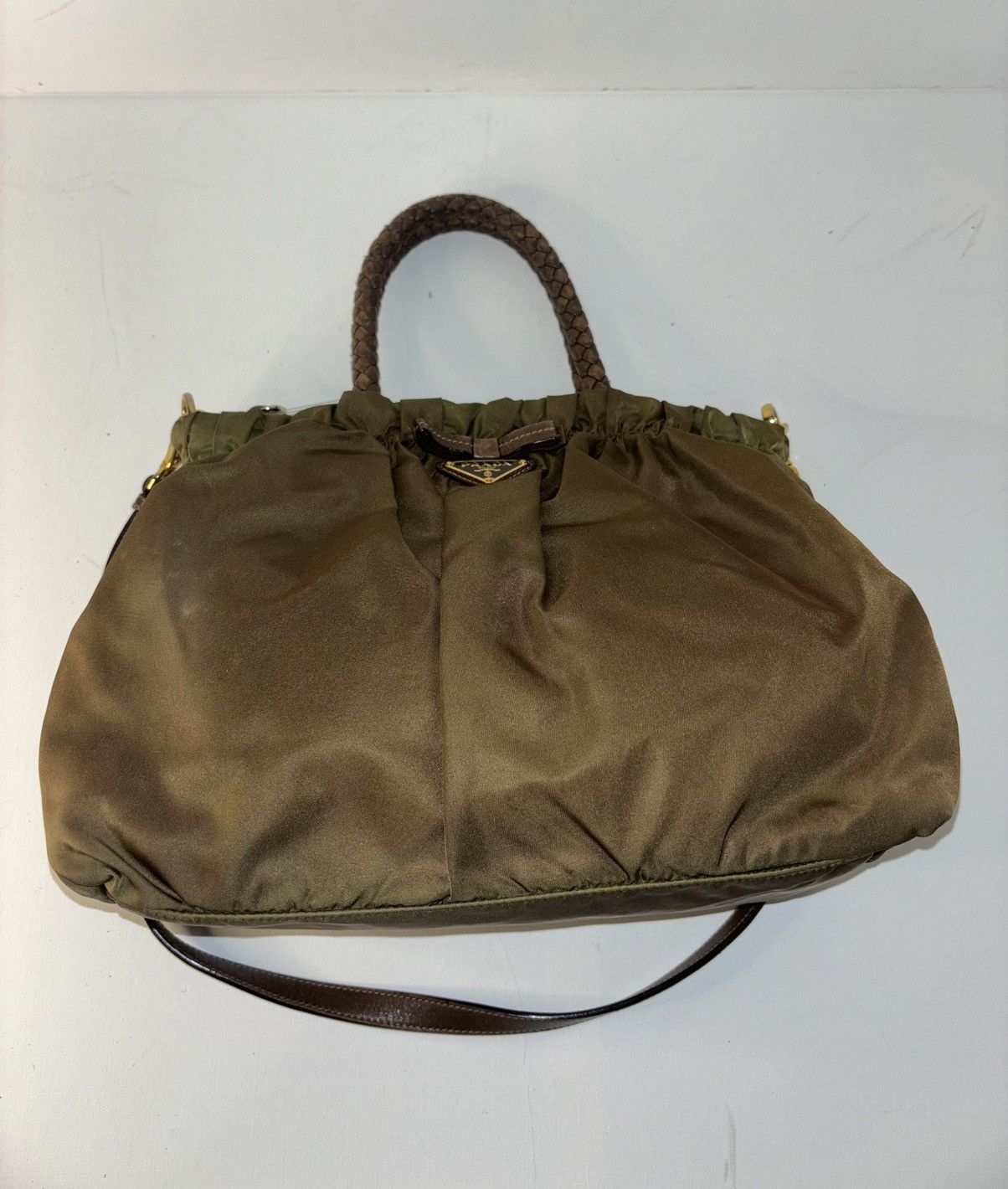 Prada Prada Hand Bag Green Nylon Size ONE SIZE - 10 Thumbnail