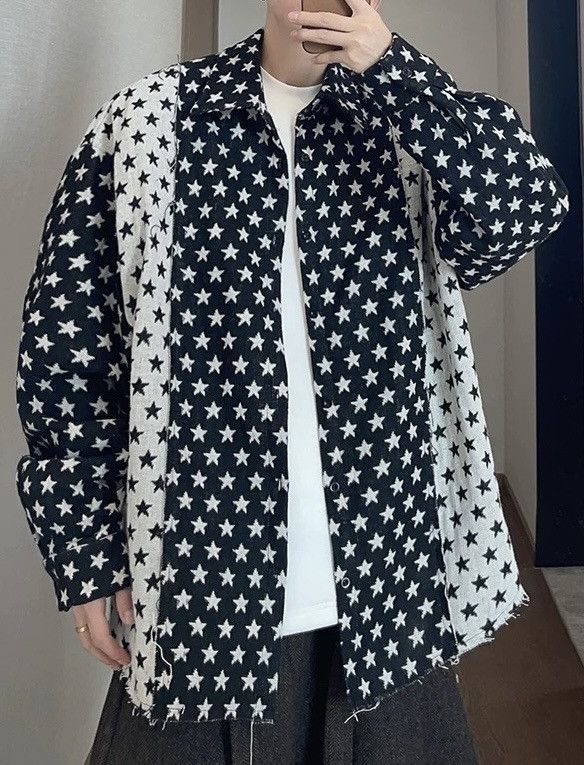 Japanese Brand × Vintage Avant garde y2k oversized distressed star panel shirt Size US XL / EU 56 / 4 - 2 Thumbnail