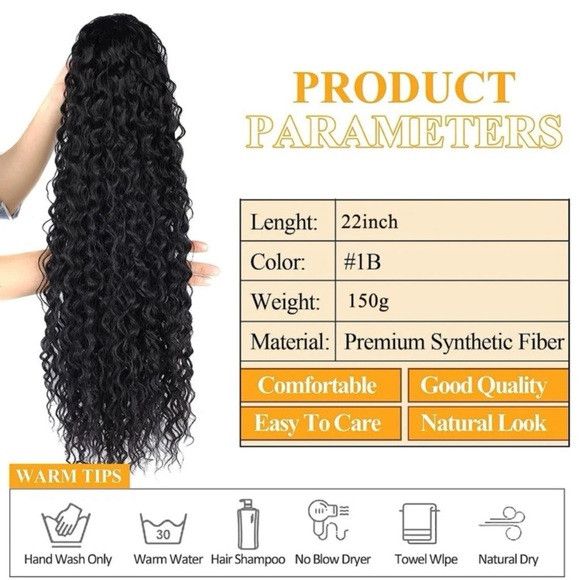 Other 22 Inches Synthetic Long Curly Black Hair Extension Size ONE SIZE - 8 Thumbnail