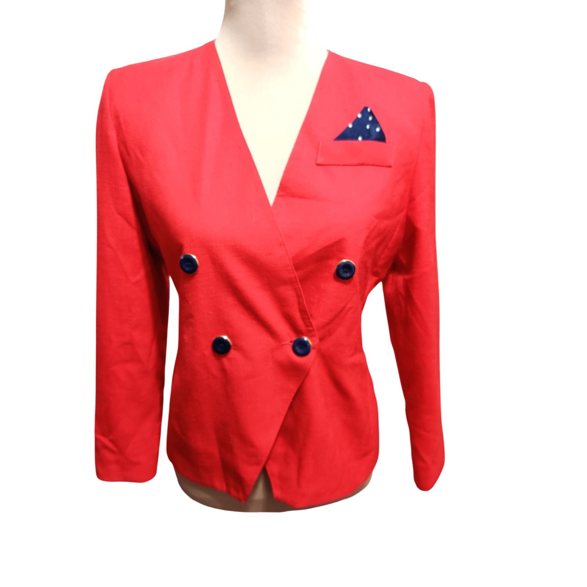 Vintage Vintage Jacqueline Ferrar Sport Red Blazer Size 4 Petite Dou Size S / US 4 / IT 40 - 14 Thumbnail