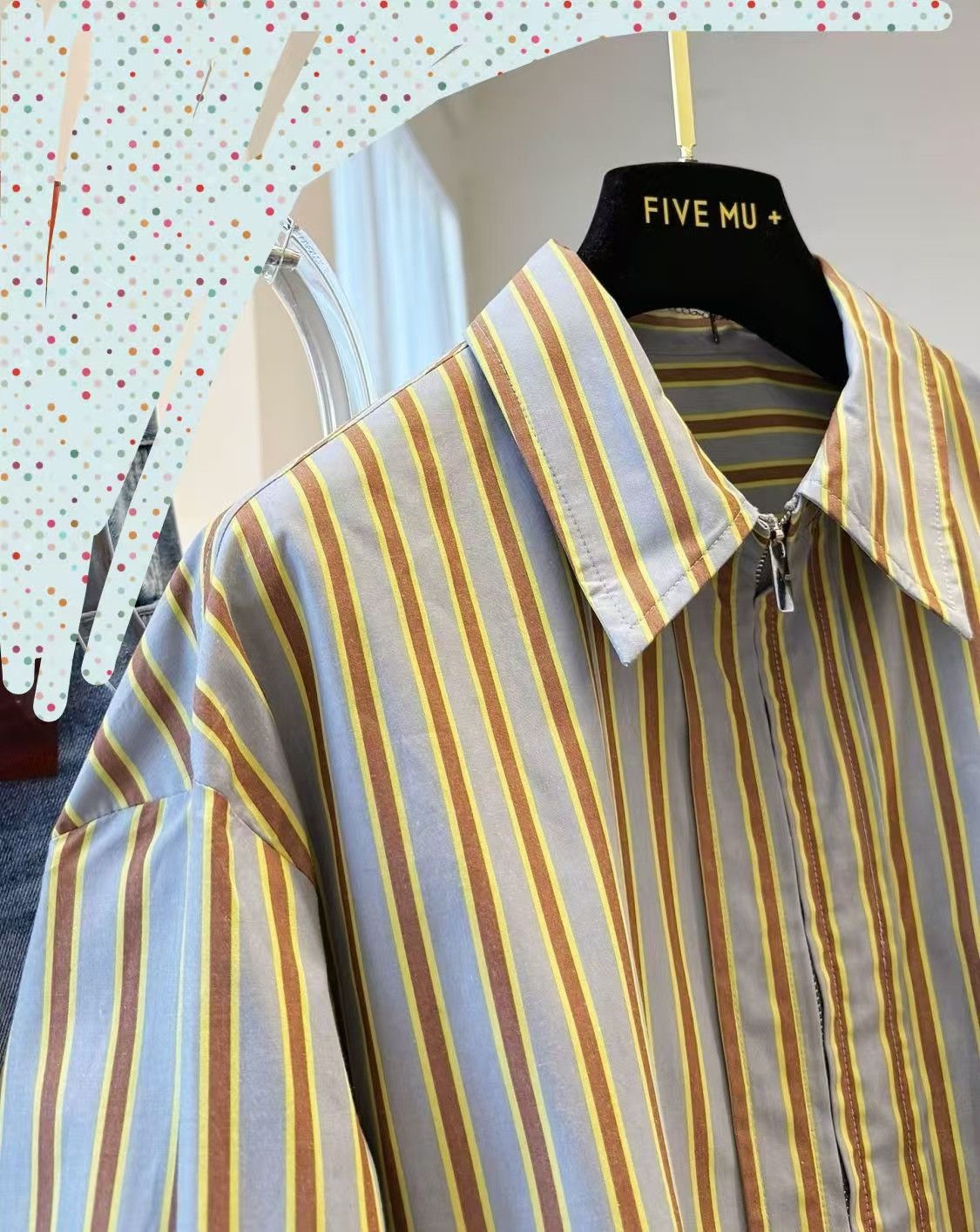 Vintage Striped Long-Line Oversized Shirt Size US M / EU 48-50 / 2 - 2 Thumbnail
