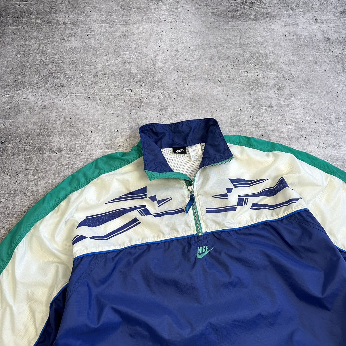 Nike × Vintage Vintage Nike Anorak Jacket Center Logo Oversize 90s Nylon Size US XL / EU 56 / 4 - 2 Thumbnail