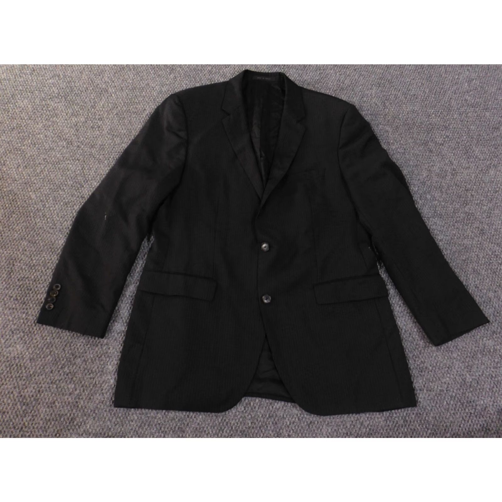 Hugo Boss HUGO BOSS Blazer Men 42R Black Striped Two-Button Wool Business Formal Jacket Blazer 42 Regular Mens Size 42R - 2 Thumbnail