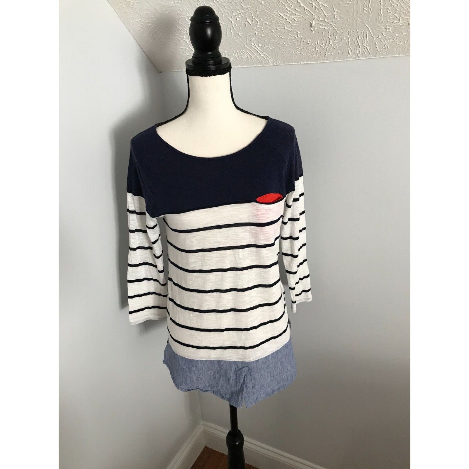 Anthropologie Anthropologie Postmark Women's Navy/White Striped Shirt Size M / US 6-8 / IT 42-44 - 1 Thumbnail