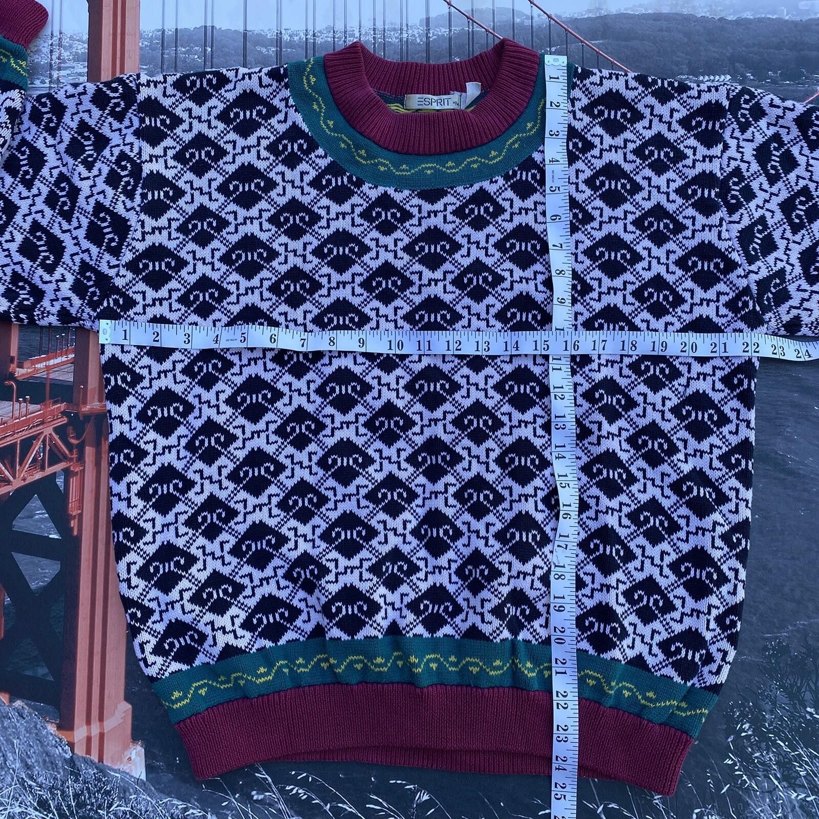 Esprit VTG Esprit Women’s Size M Geometric Abstract Knit Sweater Size M / US 6-8 / IT 42-44 - 5 Thumbnail