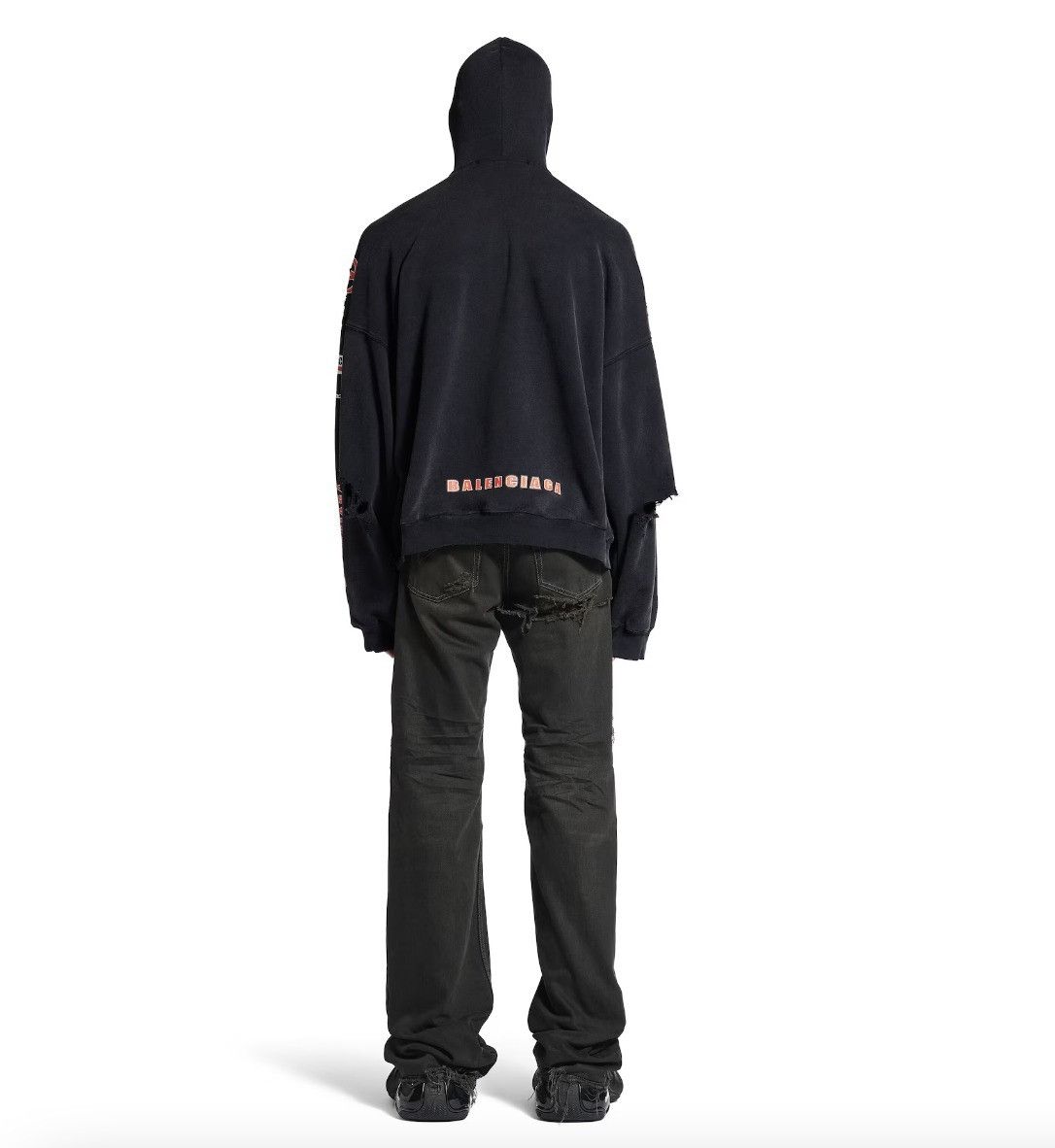 Balenciaga o1in1g0526 Sponsor Logos Large Zip-Up Hoodie in Black Size US XL / EU 56 / 4 - 4 Thumbnail