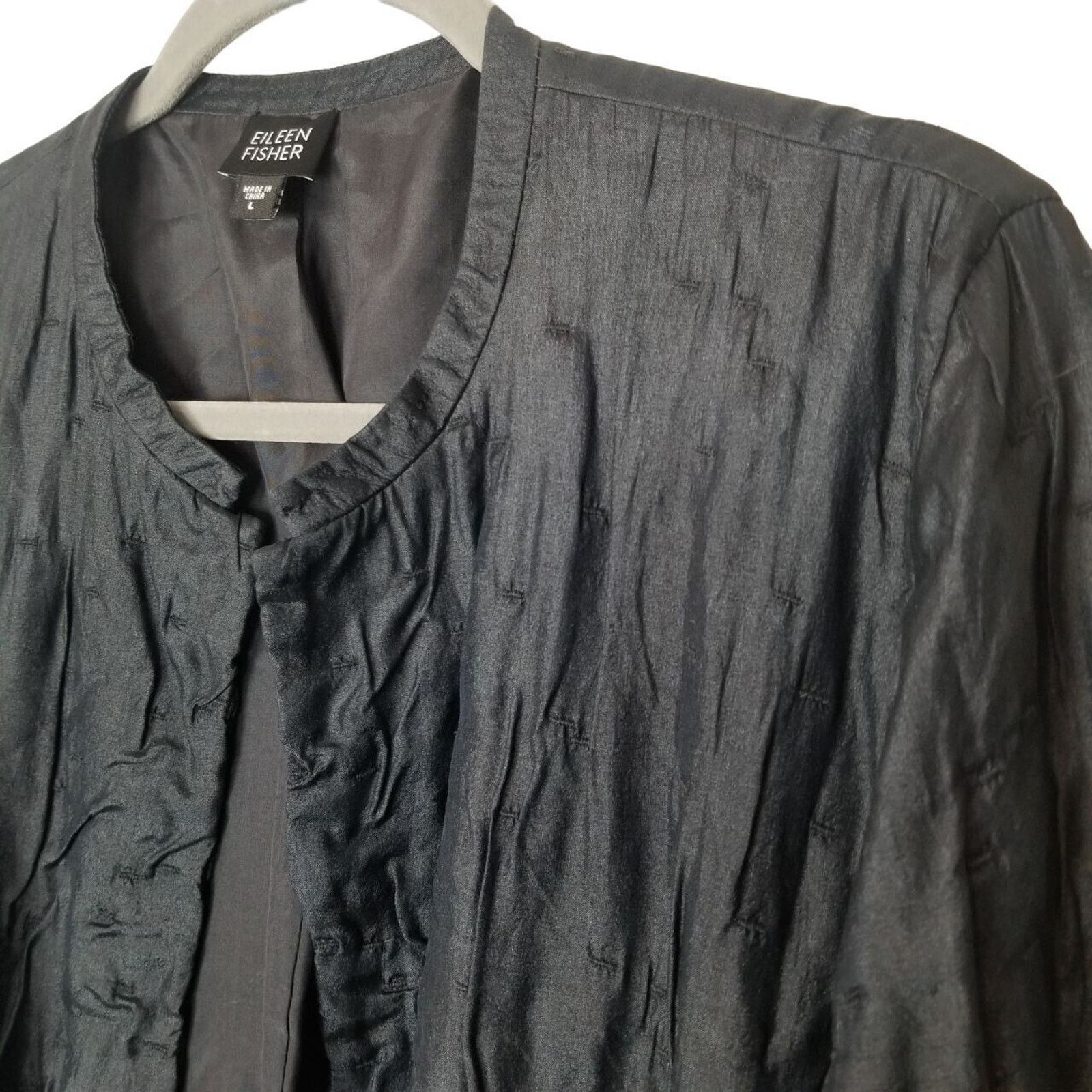 Eileen Fisher Eileen Fisher Womens Silk Textured Open Front Cardigan Sz L Size L / US 10 / IT 46 - 5 Thumbnail