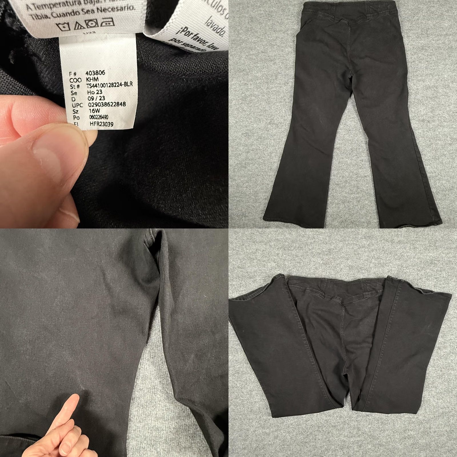 Vintage Terra & Sky 16W Black Casual Pants Pull On Flared Leg Stretch Comfortable Minimalist Womens Size 38" / US 16 / IT 52 - 9 Thumbnail
