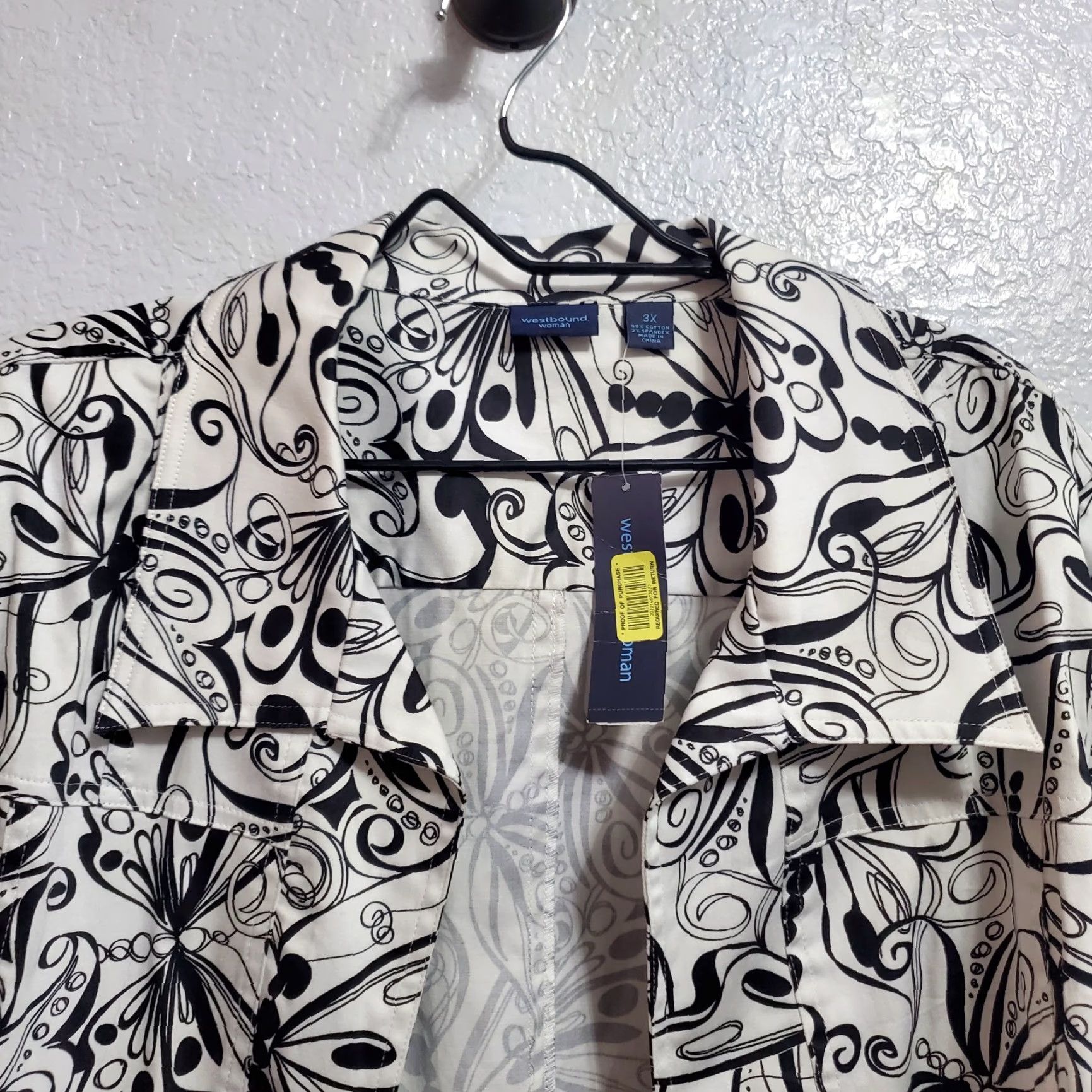 Vintage VINTAGE Westbound Jacket Women 3X White Black Butterfly 3/4 Sleeve Open Front Blazer Size XXL / US 16-18 / IT 52-54 - 5 Thumbnail