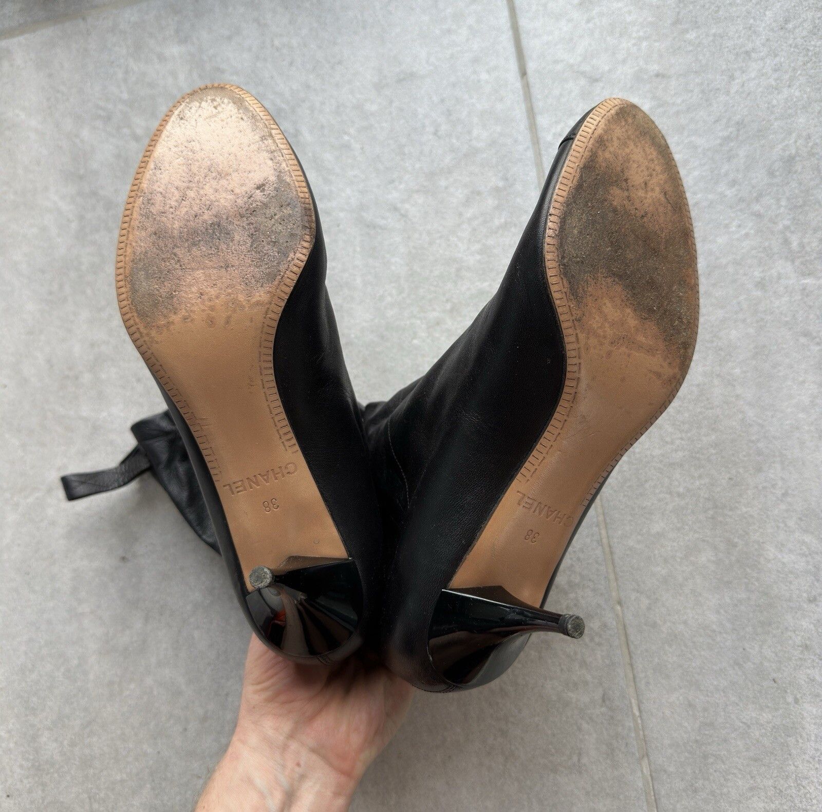 Chanel Chanel Vintage Leather Mid Calf Kitten Heel Boots 2000`s Size US 8 / IT 38 - 20 Thumbnail