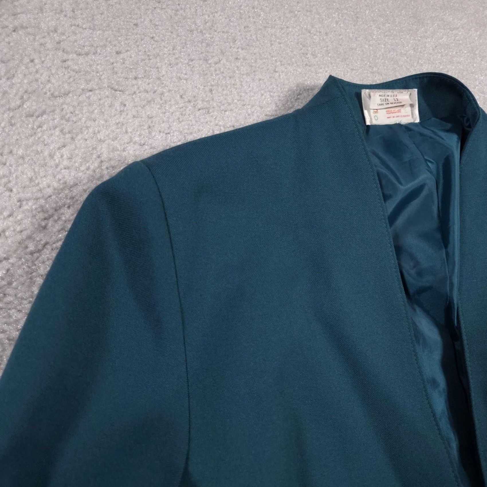 Vintage VINTAGE TanJay Blazer Womens 12 Open Front Made USA Acrylic Polyester Jacket Green Size XL / US 12-14 / IT 48-50 - 5 Thumbnail