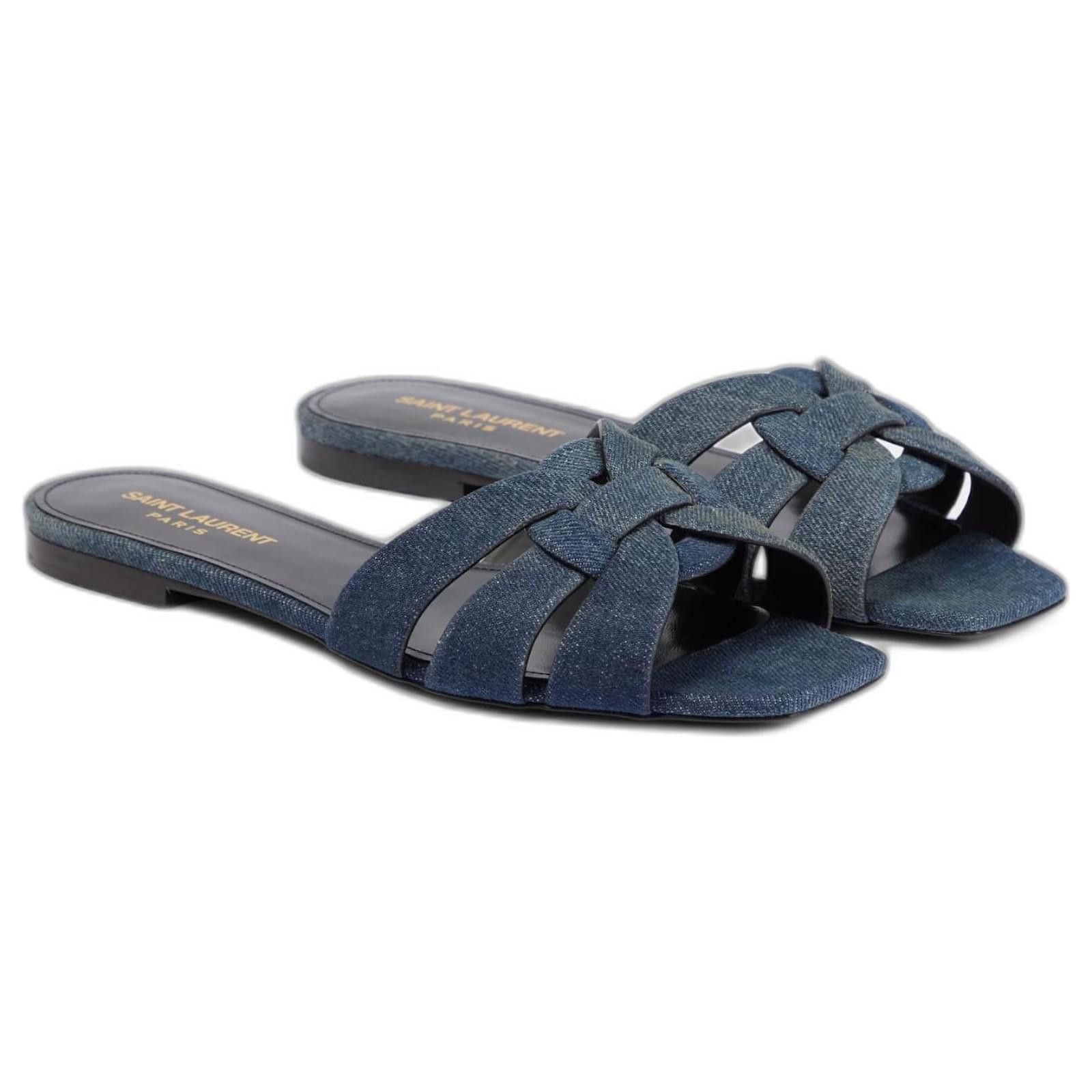 Saint Laurent Paris o1b1hav110924 Denim Mules in Blue Size US 9.5 / IT 39.5 - 1 Thumbnail