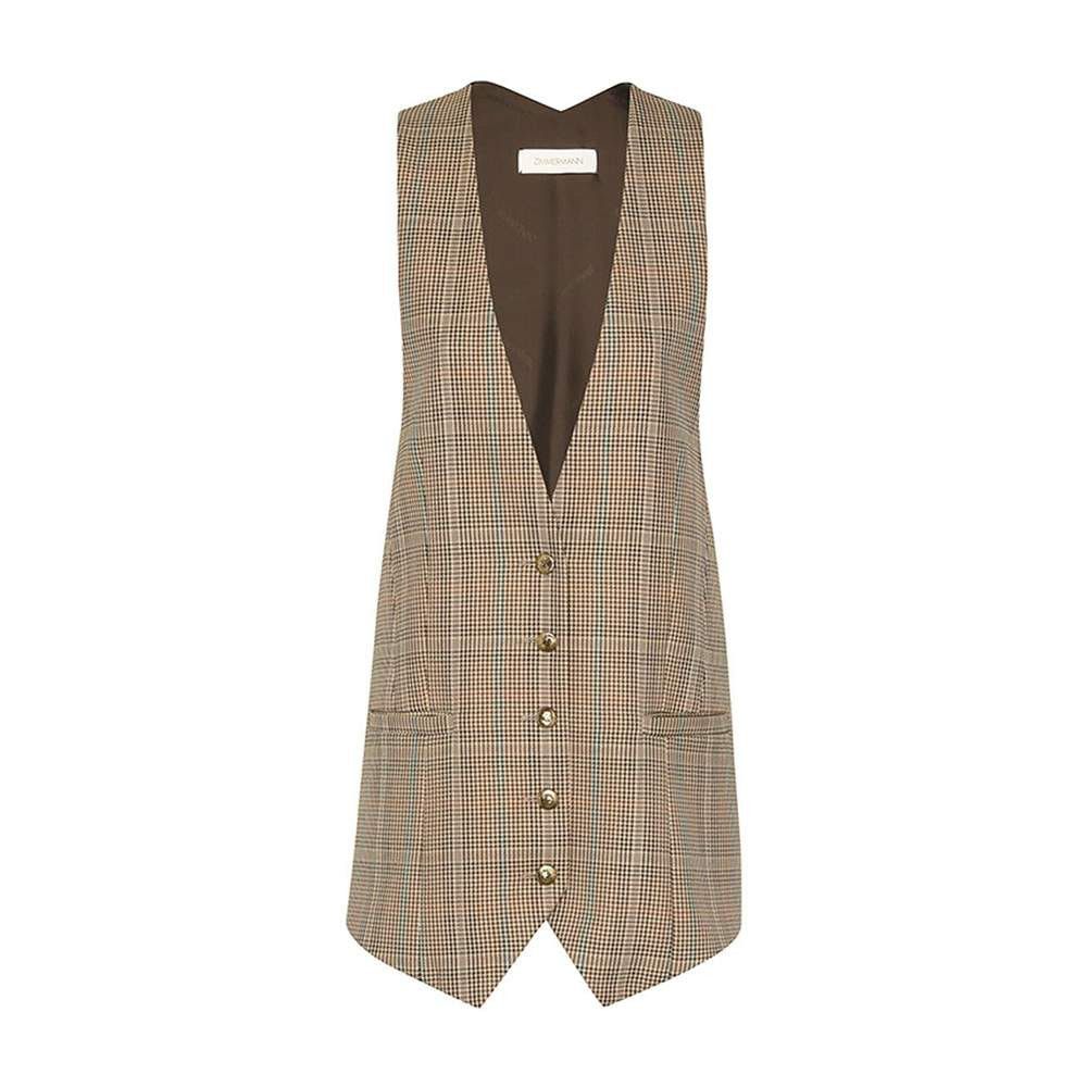 Zimmermann oc11z0725 Eden Checked Wool-Blend Vest in Multicolor Size XS / US 0-2 / IT 36-38 - 1 Preview