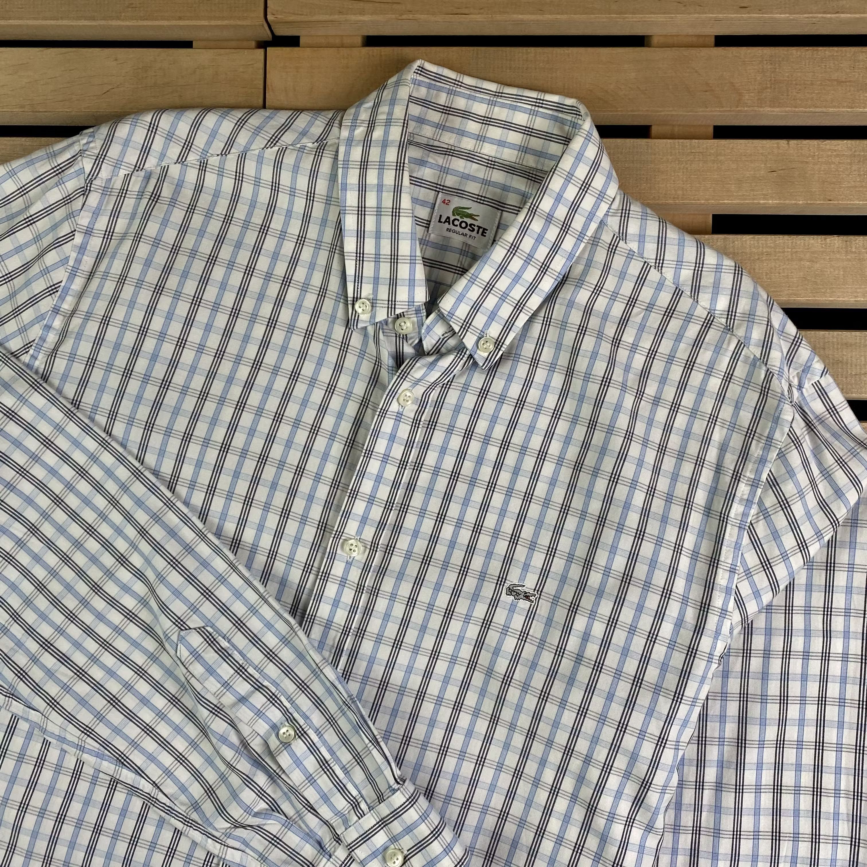 Lacoste × Vintage Mens Plaid Shirt Long Sleeve Lacoste Vintage Size 42 Size US L / EU 52-54 / 3 - 2 Thumbnail