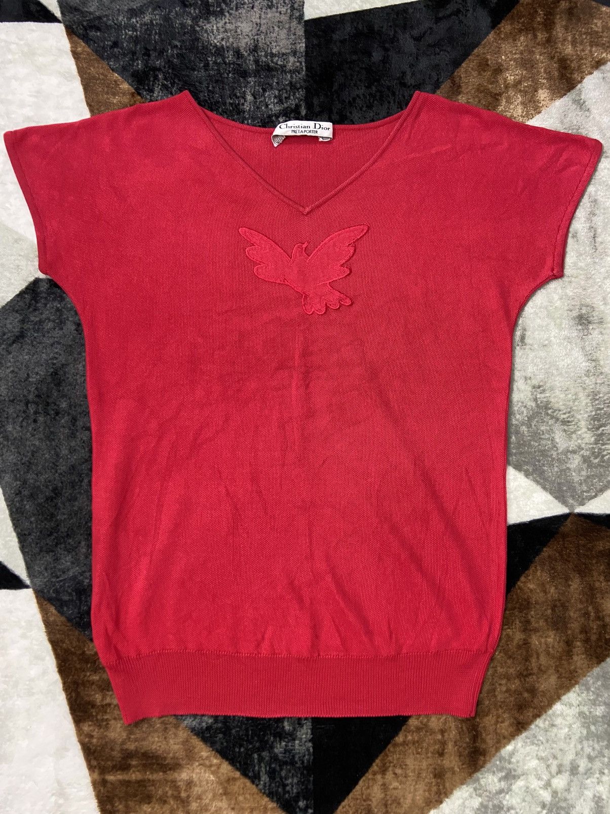 Dior True Vtg 80s Christian Dior Pret A Porter Embroidered Knit Size M / US 6-8 / IT 42-44 - 3 Thumbnail