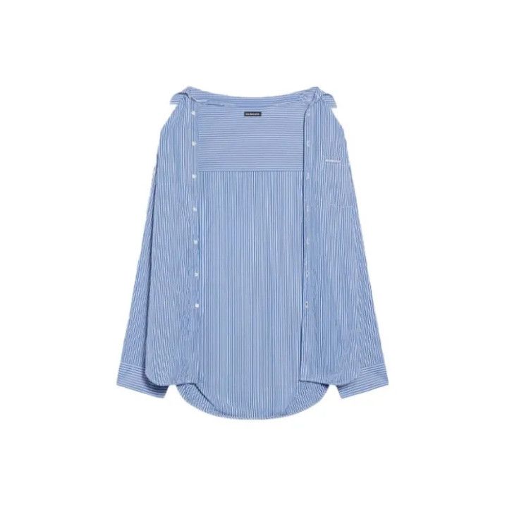 Balenciaga Balenciaga Striped Blue Long Sleeve Shirt Size US S / EU 44-46 / 1 - 1 Thumbnail