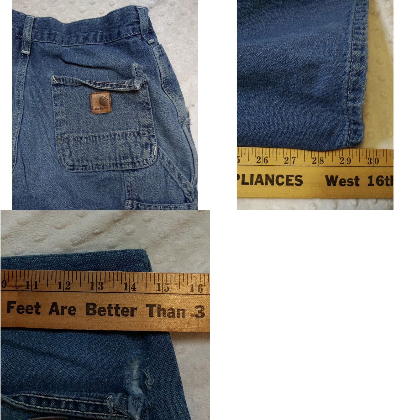 Carhartt Carhartt Jeans Mens 30x30 Blue Relaxed Fit Distressed Denim 5-Pocket Straight Waist 30 Inseam Size US 30 / EU 46 - 8 Thumbnail