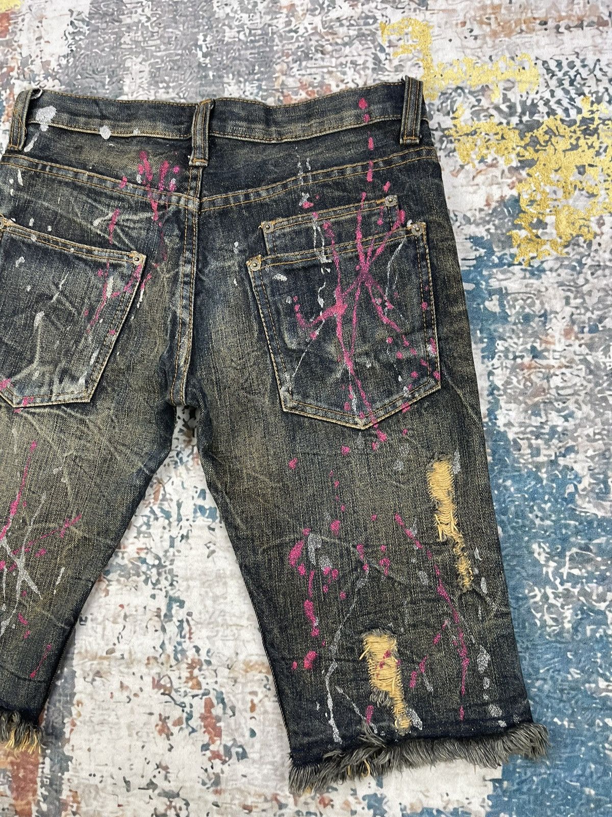 If Six Was Nine Slim Fit Ripped Painted Splash ISWN Style Short Denim Size US 30 / EU 46 - 6 Thumbnail