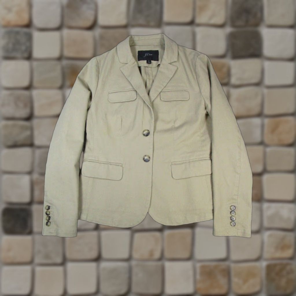 VINTAGE J.Crew Blazer Womens 4 Cotton Canvas Mid-Length Sport Coat Brown Womens