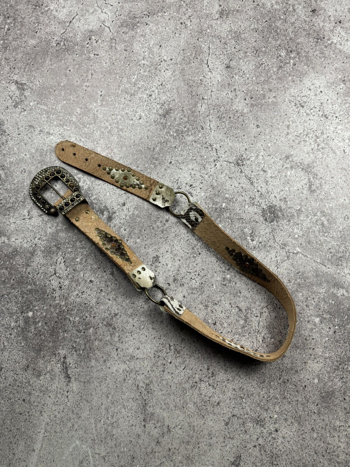 Japanese Brand 00’s NUMBER NINE STYLE WESTERN LEATHER RARE Y2K BELT VINTAGE Size ONE SIZE - 3 Thumbnail
