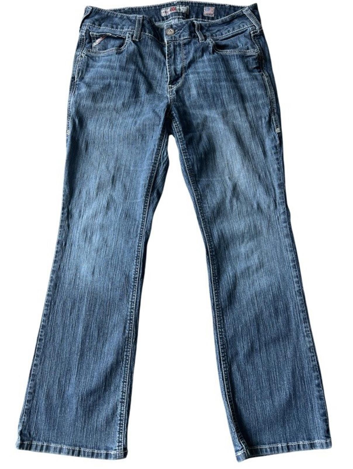 Ariat Ariat Real Denim Size 31 Medium Mid Rise Bootcut Whiskering Size 31" - 1 Thumbnail