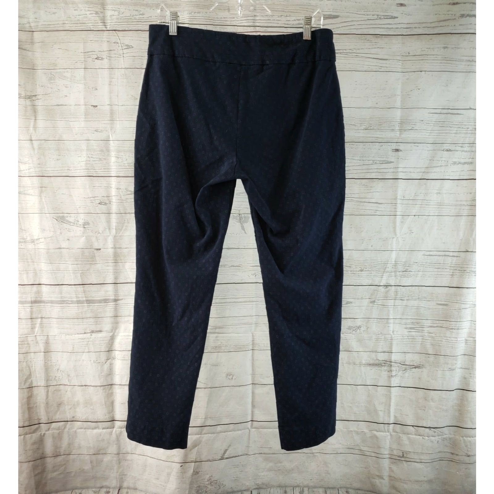 Orvis VINTAGE Orvis Womens Printed Pull On Pants Sz 14 Blue Geometric Cropped Mid Rise Size 36" / US 14 / IT 50 - 2 Thumbnail