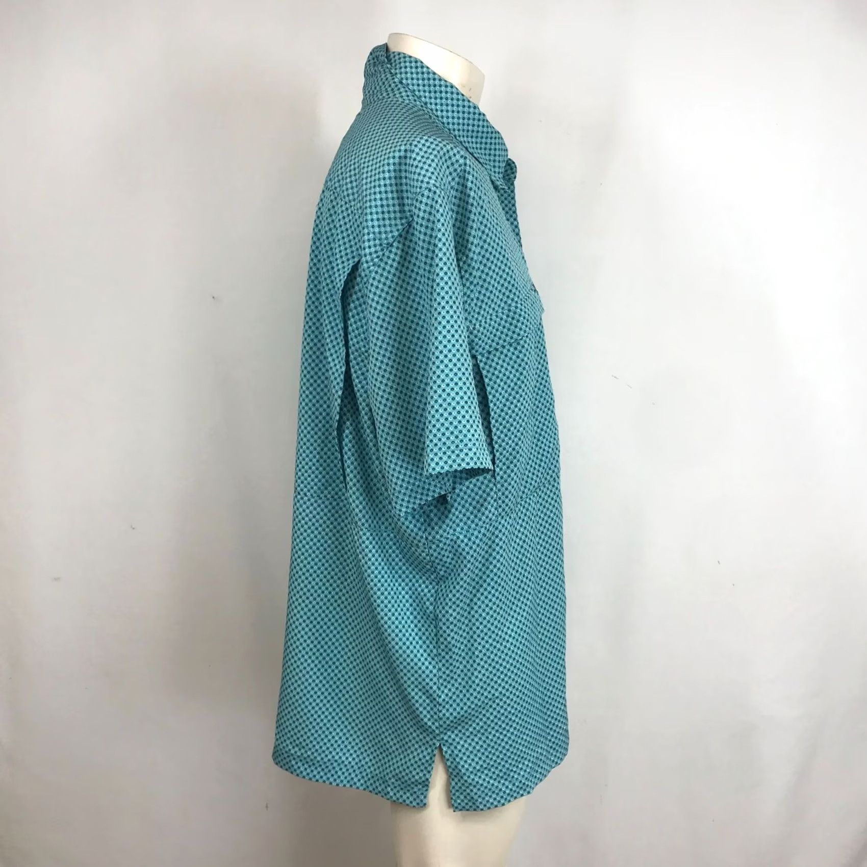 Vintage PANHANDLE Shirt Mens Large Blue Short Sleeve Button 100% Polyester Size US L / EU 52-54 / 3 - 4 Thumbnail