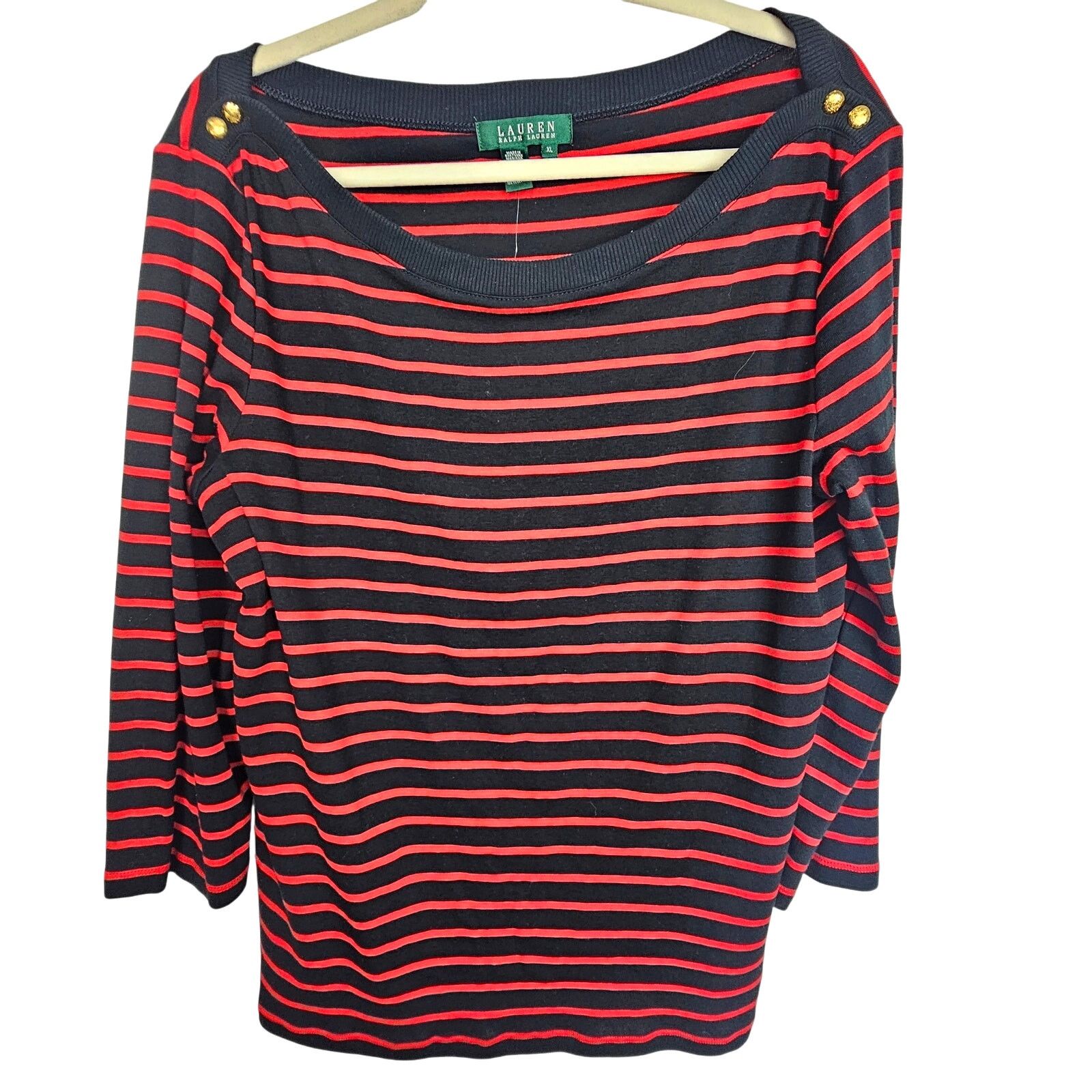 Lauren Ralph Lauren Lauren Ralph Lauren Womens Striped Top Sz XL Preppy Nautical Size XL / US 12-14 / IT 48-50 - 1 Thumbnail