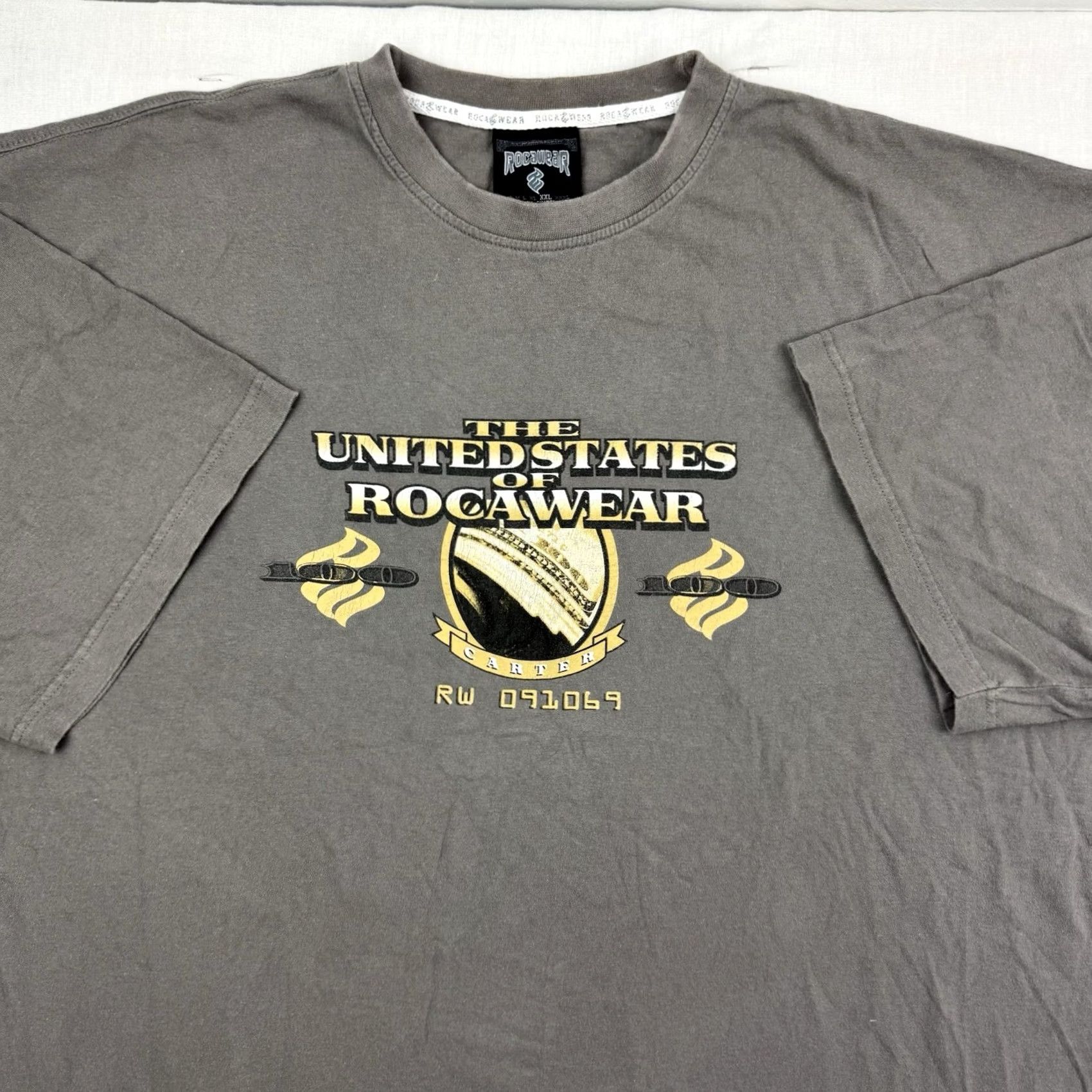 Rocawear VINTAGE Rocawear T Shirt Adult 2XL Gray Cotton Short Sleeve Crew Neck 90s Y2K Hip Hop Punk United States Of Rocawear Mens Size US XXL / EU 58 / 5 - 2 Thumbnail