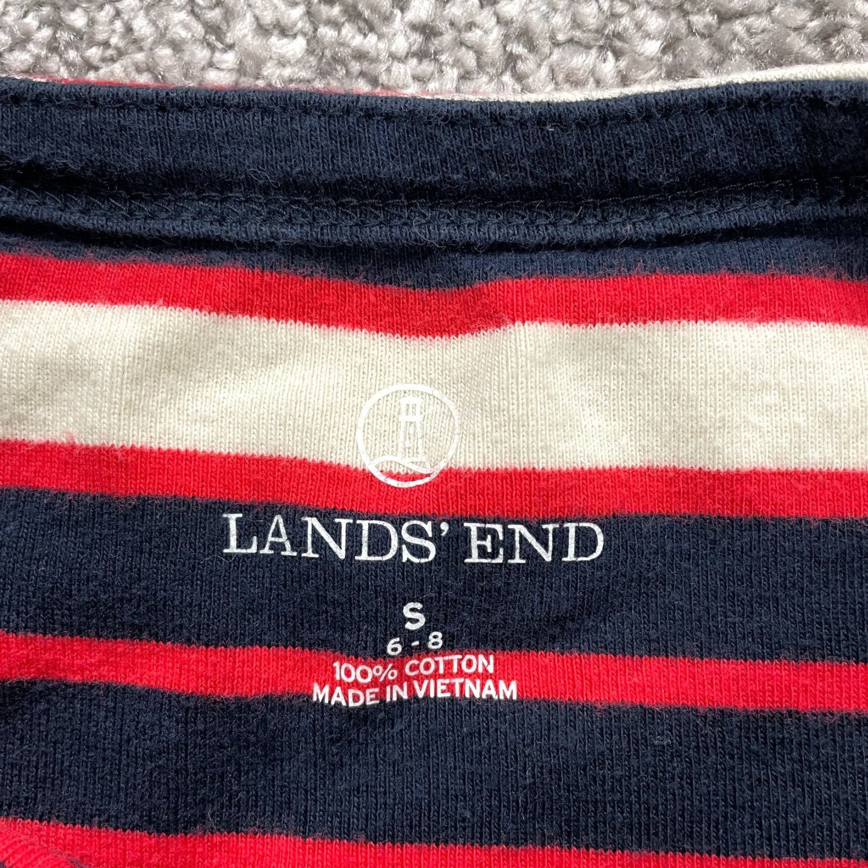 Lands' End VINTAGE Lands' End Women's Shirt Small 6-8 Casual Long Sleeve Striped Cotton Blue Red Women's Size S / US 4 / IT 40 - 3 Thumbnail