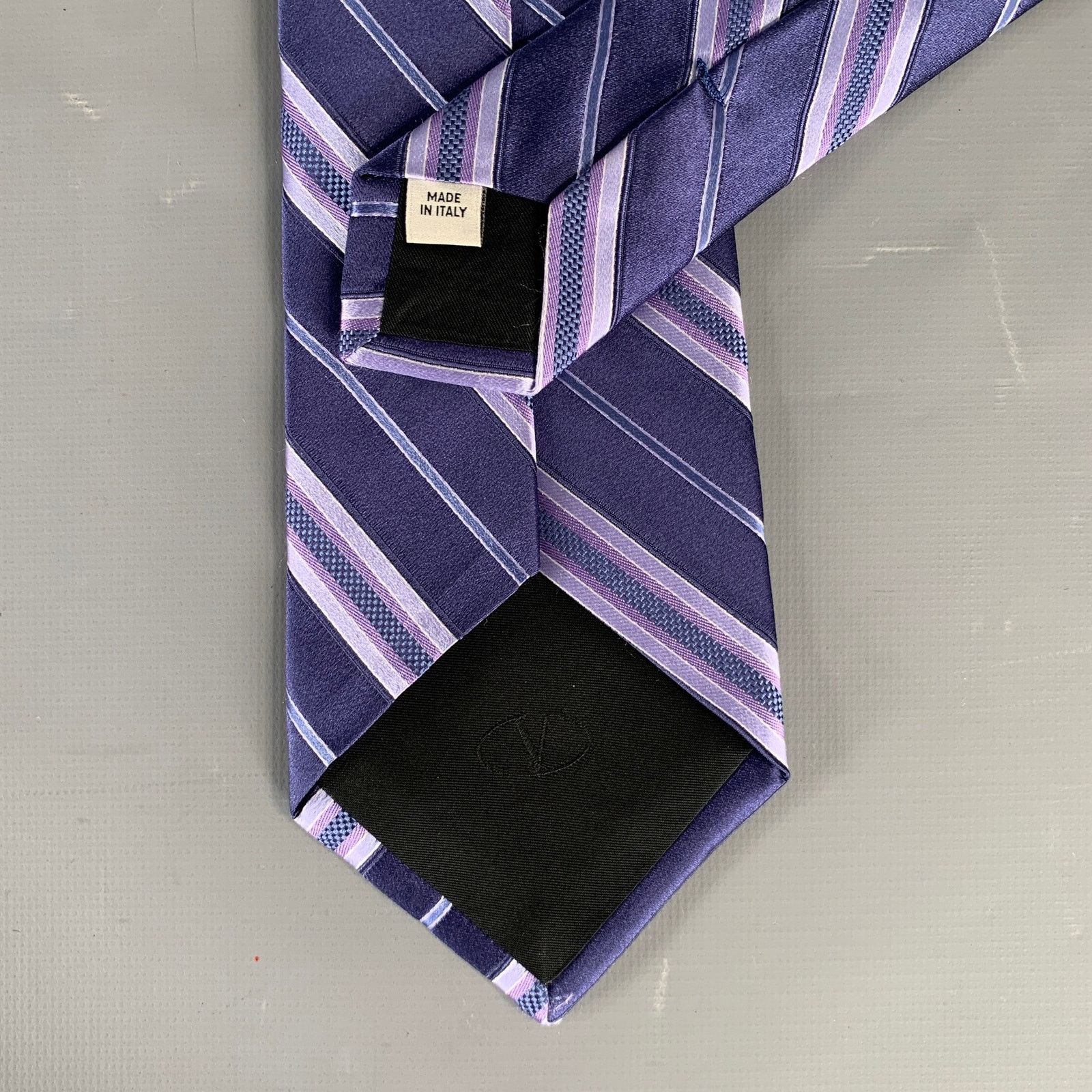 Valentino VALENTINO Indigo Purple Mixed Pattern Silk Tie Size ONE SIZE - 3 Thumbnail