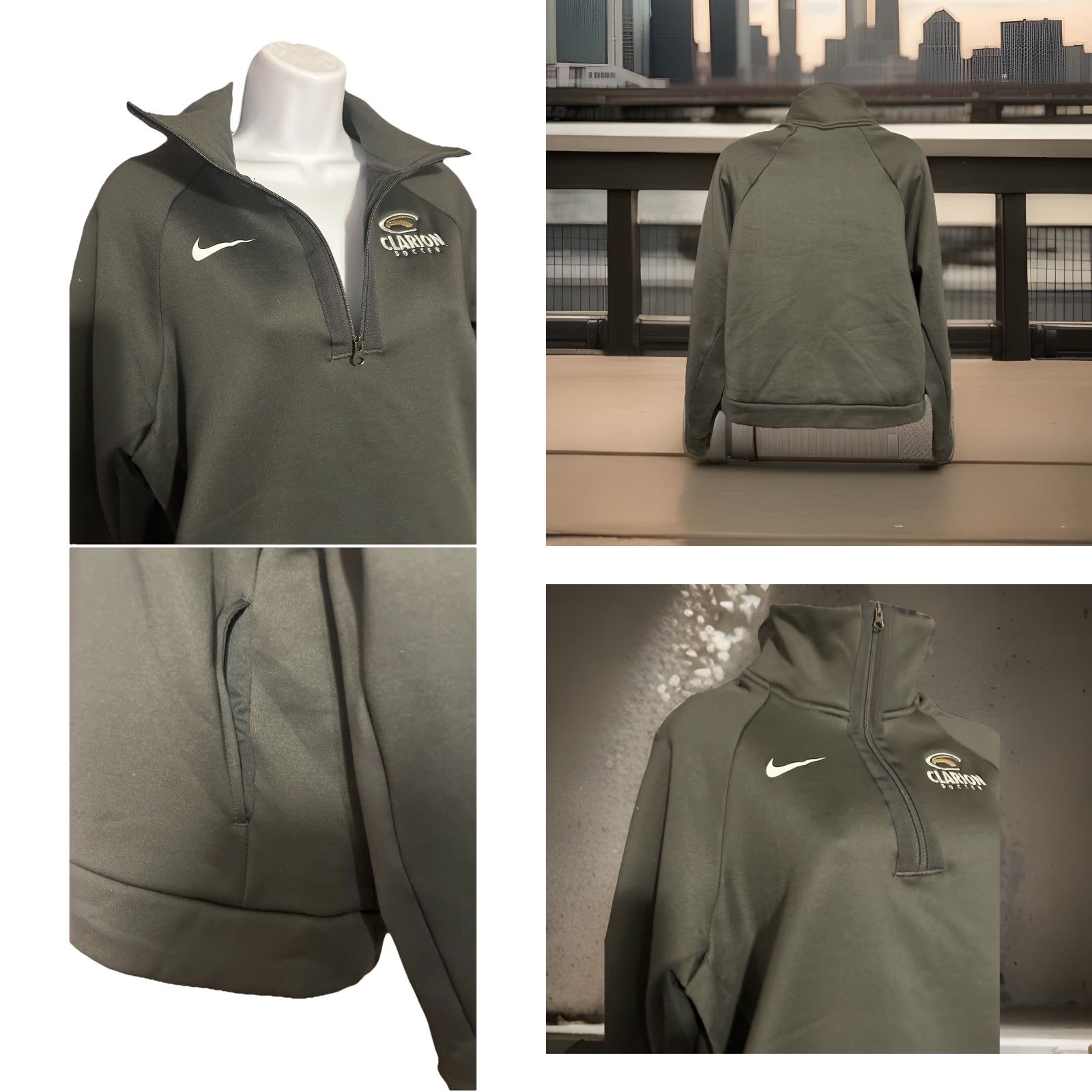 Nike Nike Clarion University Soccer 1/4 Zip Dark Gray Pullover Jacket Women Small Size S / US 4 / IT 40 - 8 Thumbnail