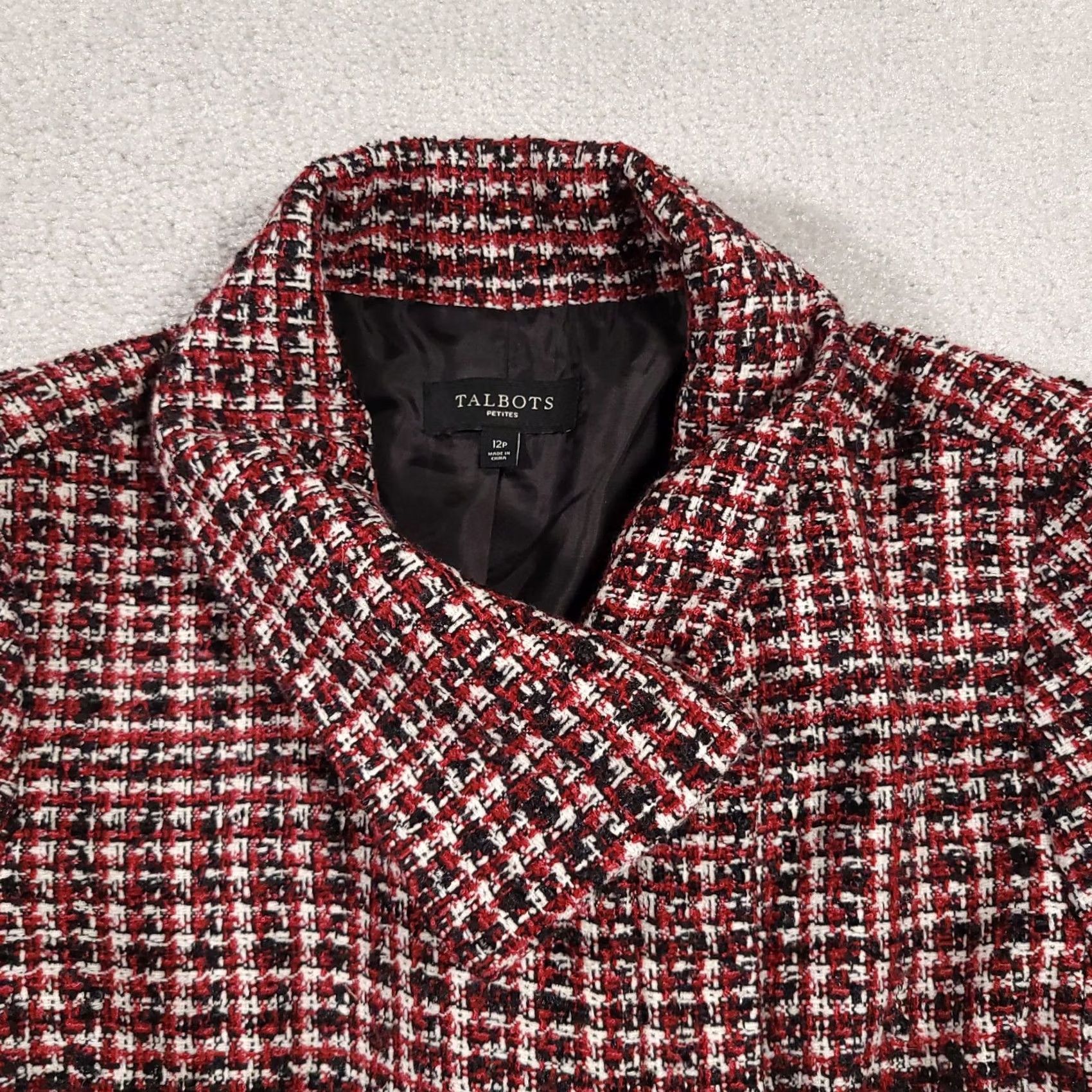 Talbots Talbots Blazer Tweed Jacket Women's 12P Petite Full Zip Lined Coat Business Red Size XL / US 12-14 / IT 48-50 - 4 Thumbnail