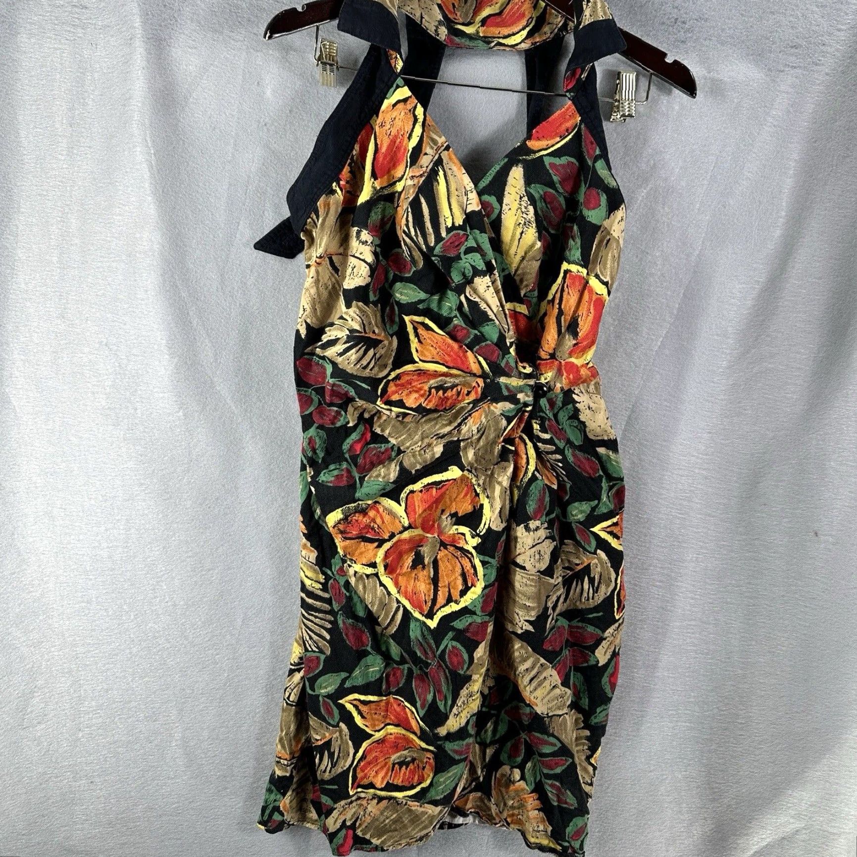 VINTAGE Barbara Barbara Midi Wrap Dress Womens Medium Floral Black 80s 90s  Cottagecore - www.bongoclub.cl