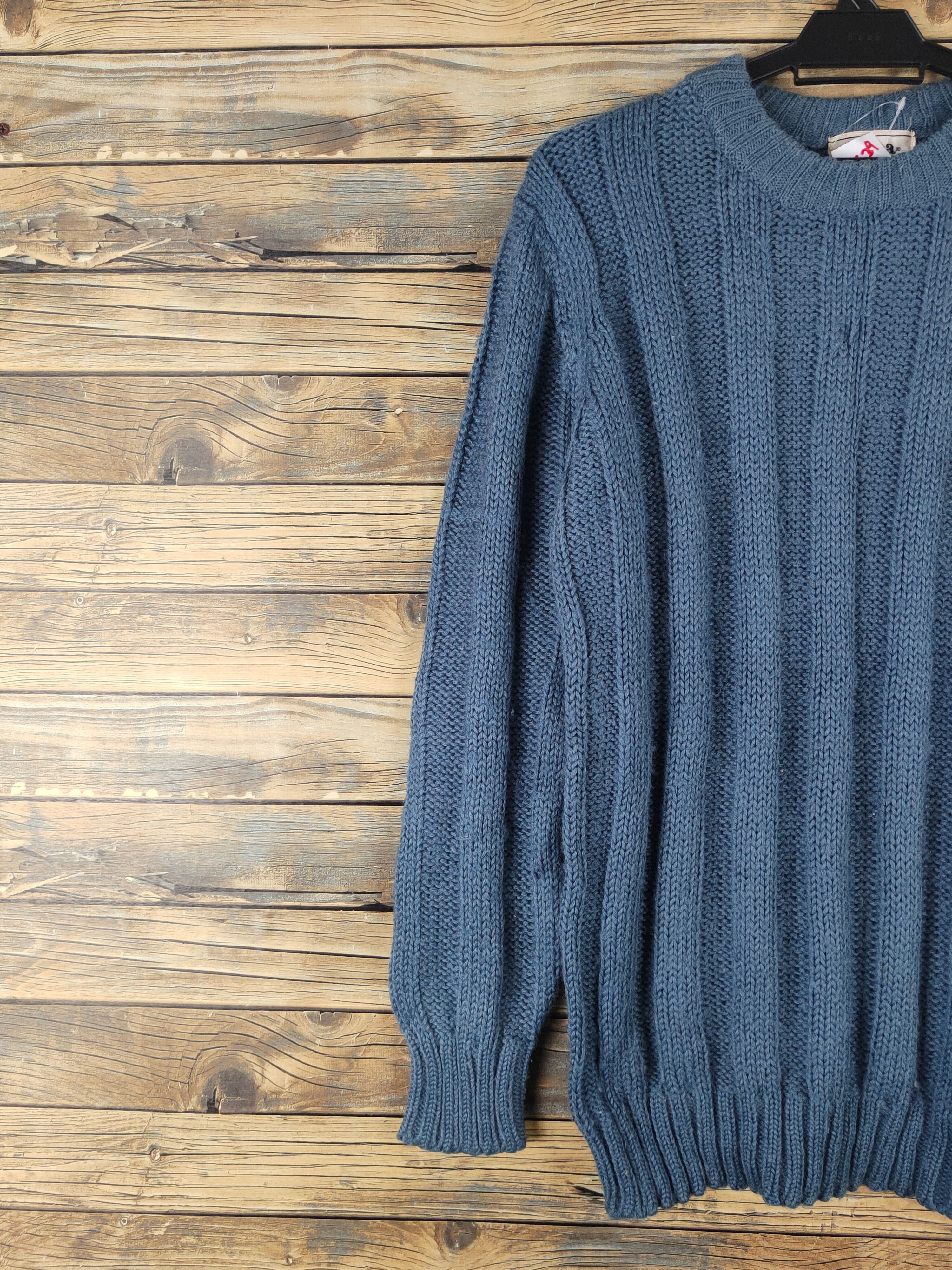 Aran Isles Knitwear Jolpa Dark Blue cable Knitwear Sweatshirts #W1639 Size US L / EU 52-54 / 3 - 3 Thumbnail