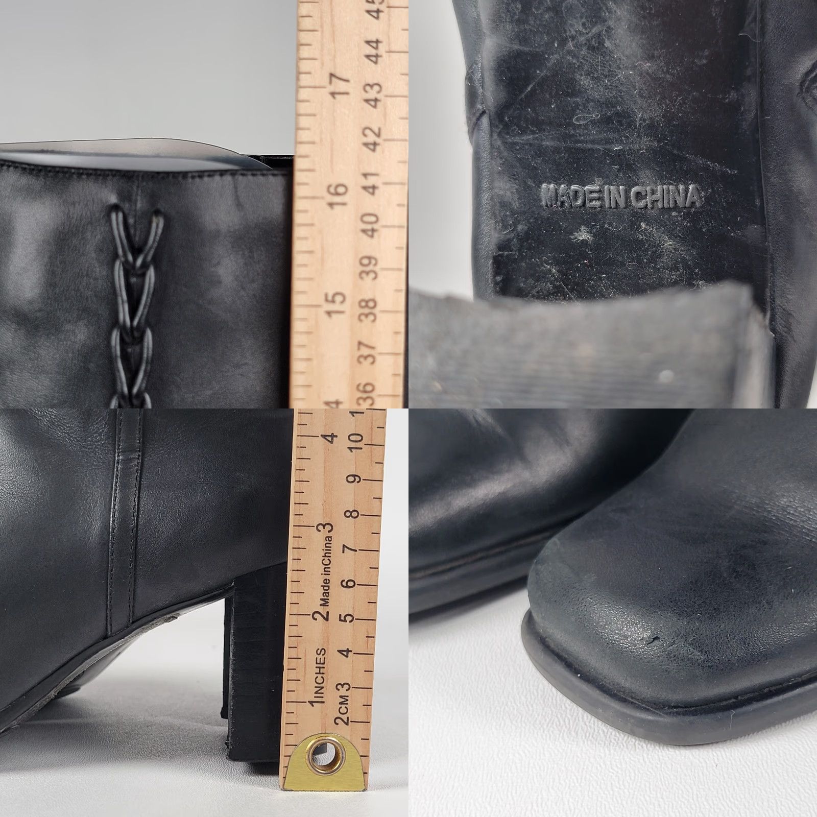 Vintage St. John's Bay Boots Women 6.5M Black Knee High Zippered Square Toe Leather Winter Fall Casual Work Travel Party Womens Size US 7 / IT 37 - 8 Thumbnail