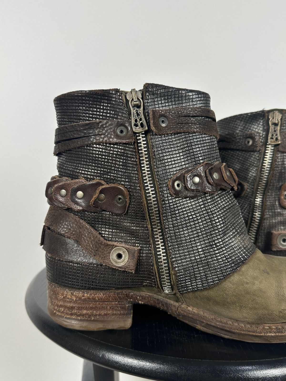A.S.98 A.S.98. Airstep Leather Biker Ankle Studded Strap Boots Size US 6 / IT 36 - 17 Thumbnail