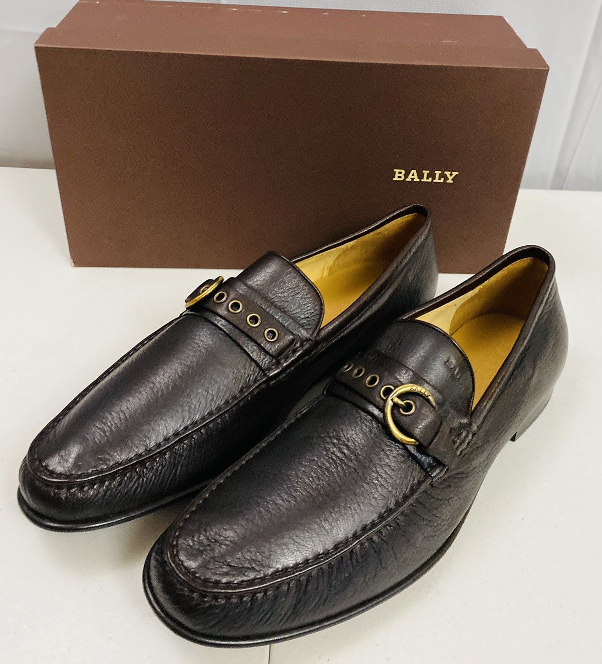 Bally Bally Dark Brown Deerskin Logo Buckled Strap Loafer 12 NIB Size US 12 / EU 45 - 1 Thumbnail