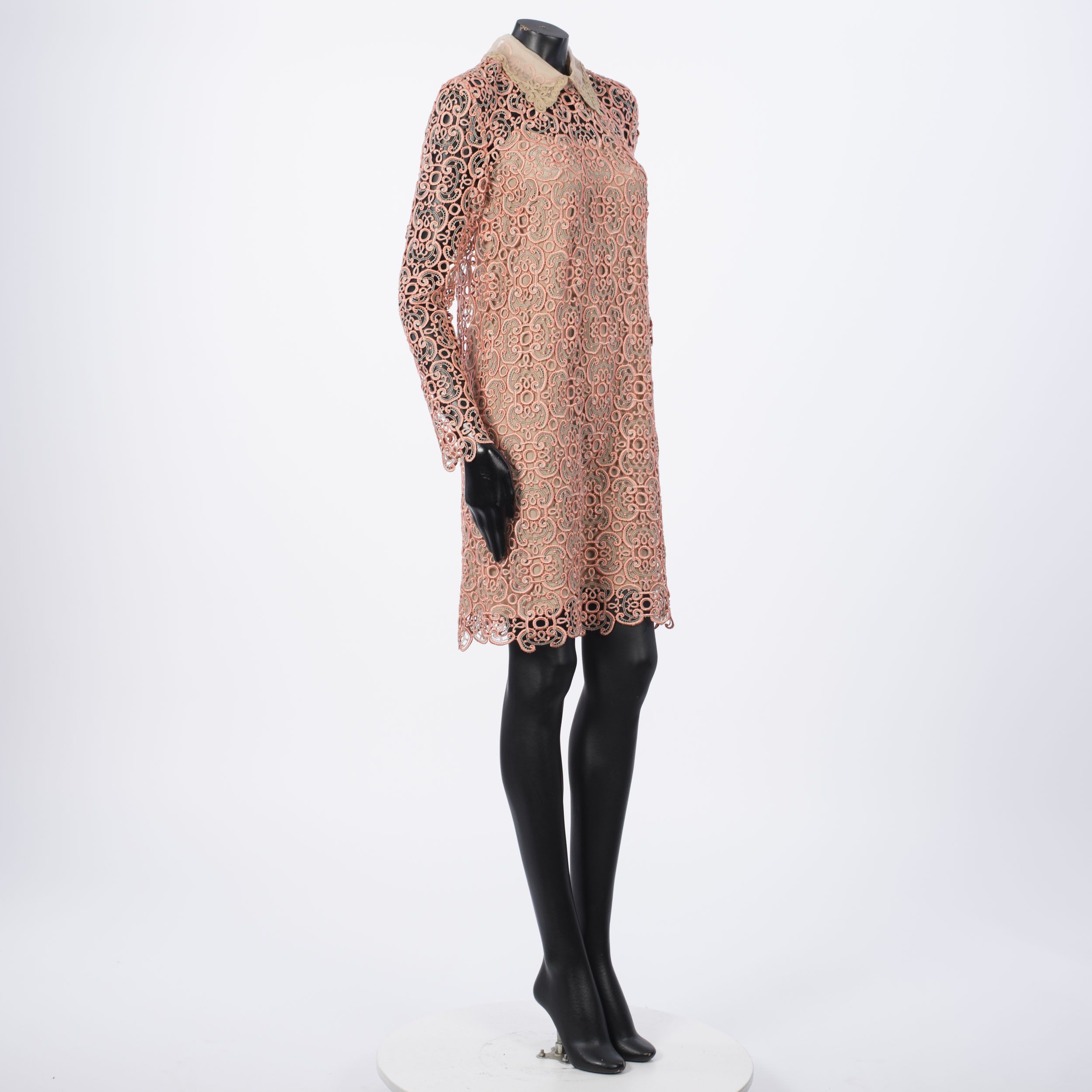 Fendi Macramé Lace Sheer Yoke Shift Dress Size XS / US 0-2 / IT 36-38 - 8 Thumbnail