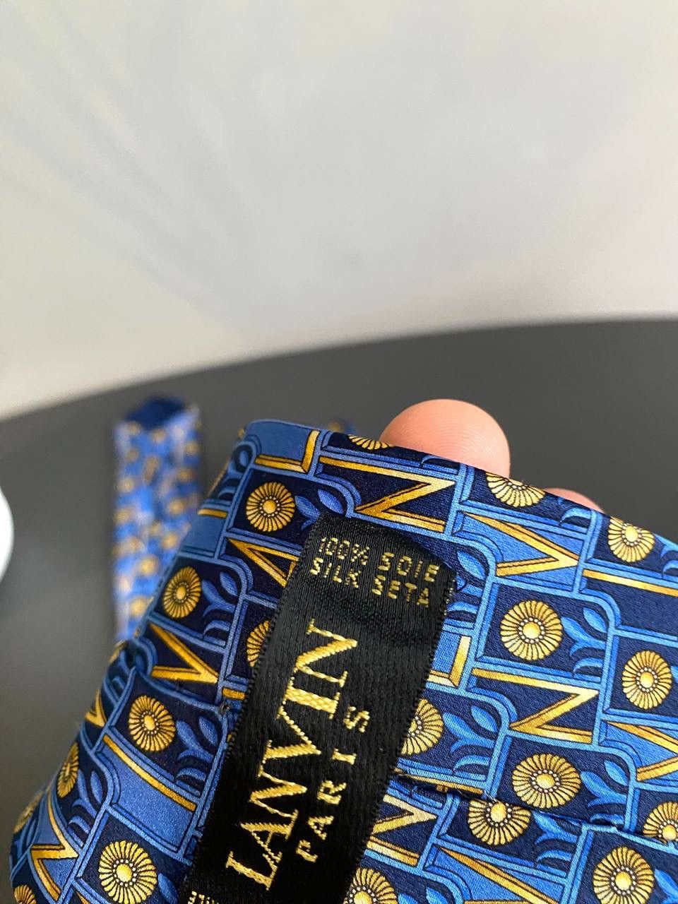 Lanvin Lanvin Paris Silk Tie Blue Monogram Pattern, Made in France Size ONE SIZE - 10 Thumbnail