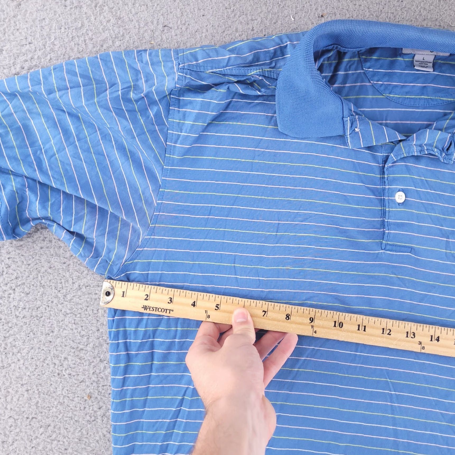 Vintage Walter Hagen Shirt Polo Mens Large Golf Striped 100% Cotton Blue Size US L / EU 52-54 / 3 - 6 Thumbnail