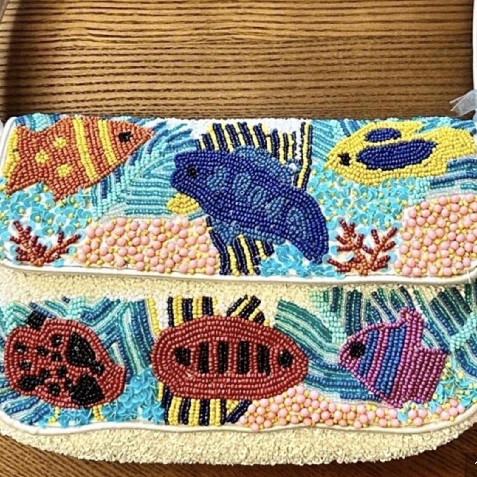 Marsell TikTok Viral Hand Beaded Bag with Fish Aquatic Coral Reef Size ONE SIZE - 3 Thumbnail