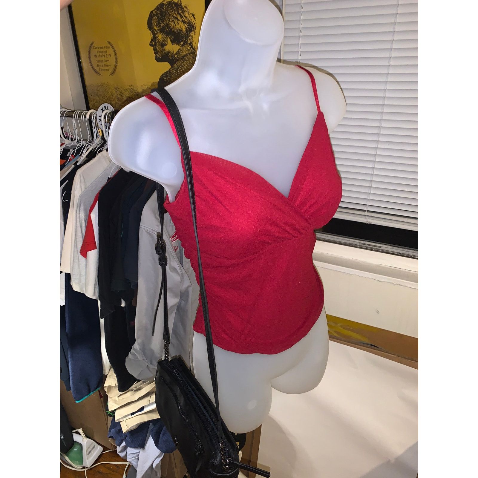 Other Thalia Sodi Burgundy Ruched Surplice Cami Top Mesh NWT M Size M / US 6-8 / IT 42-44 - 2 Thumbnail