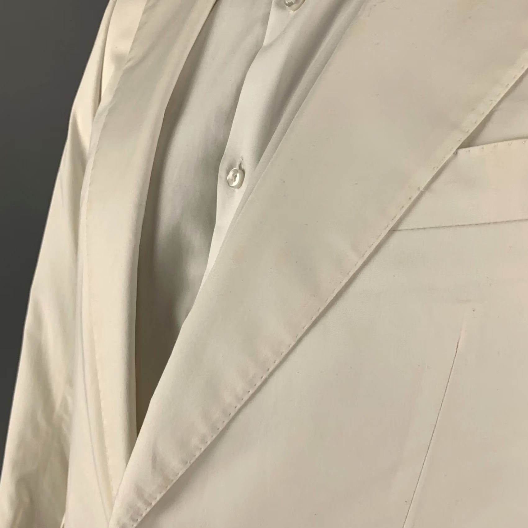 Lanvin LANVIN Sport Coat White Cotton Peak Lapel 40 Regular Men Shirt Jacket Size US XXS / EU 40 - 6 Thumbnail